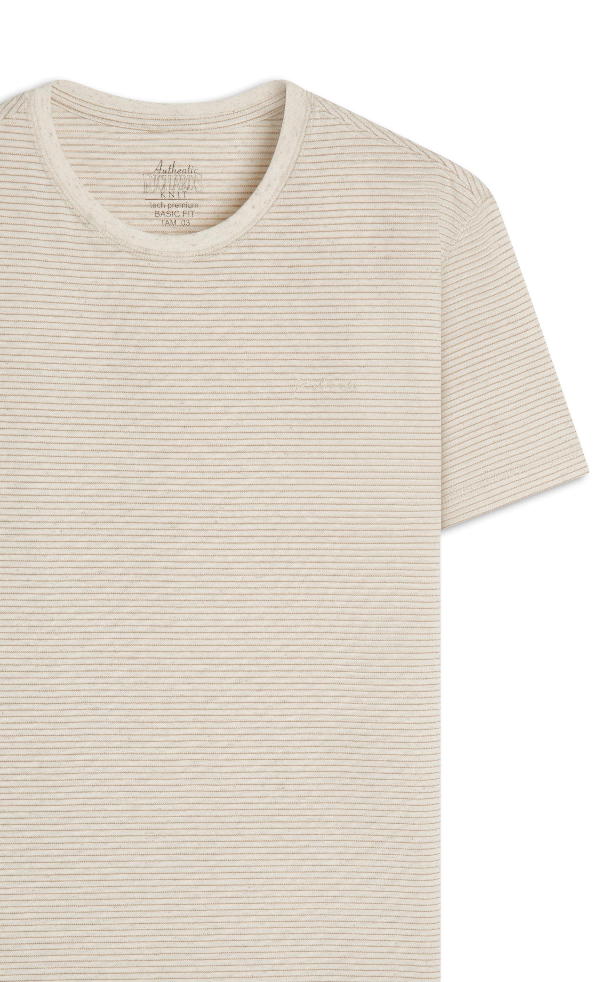 T-Shirt Piquet Linen Listrado Bf Caqui