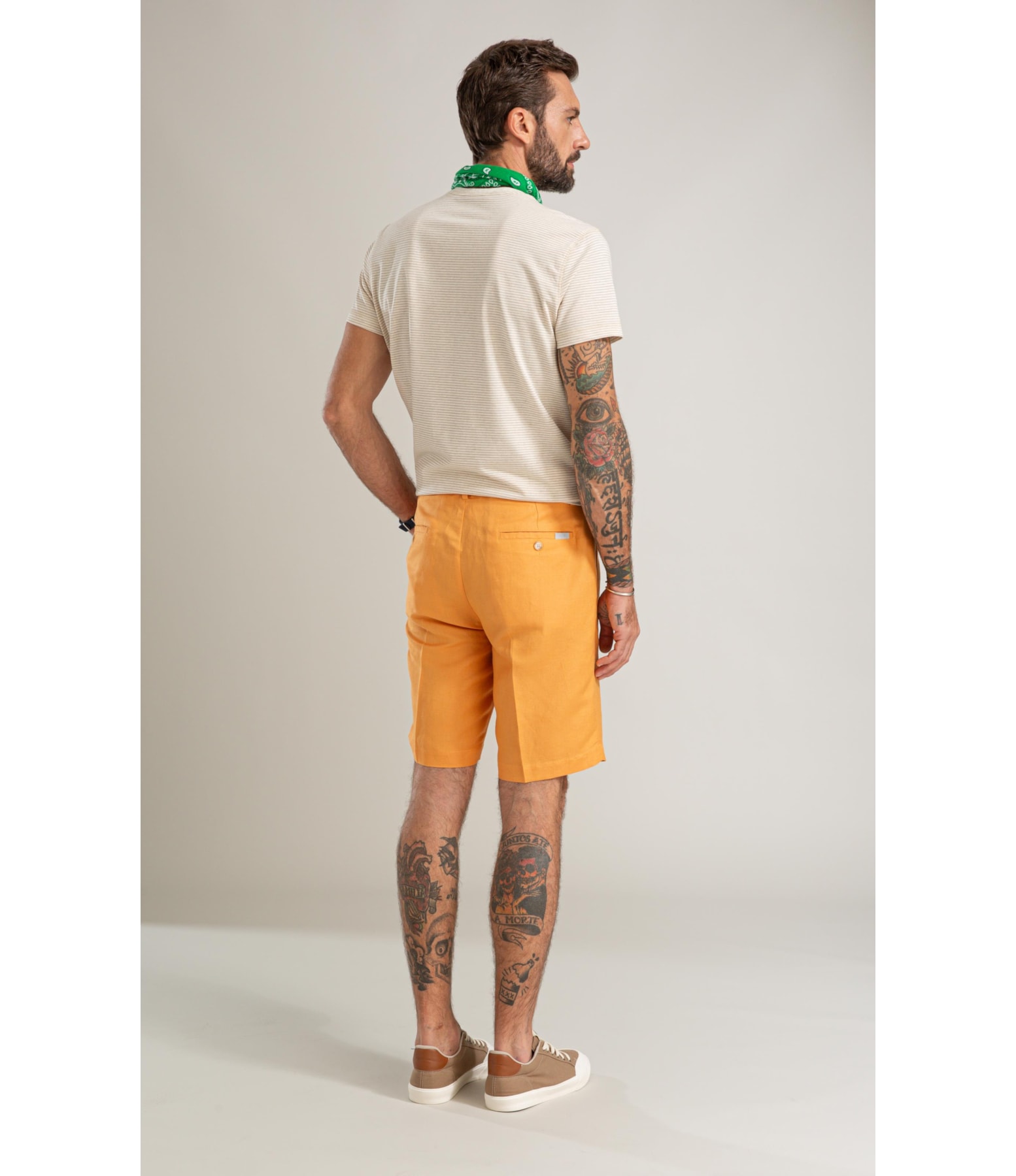 T-Shirt Piquet Linen Listrado Bf Caqui