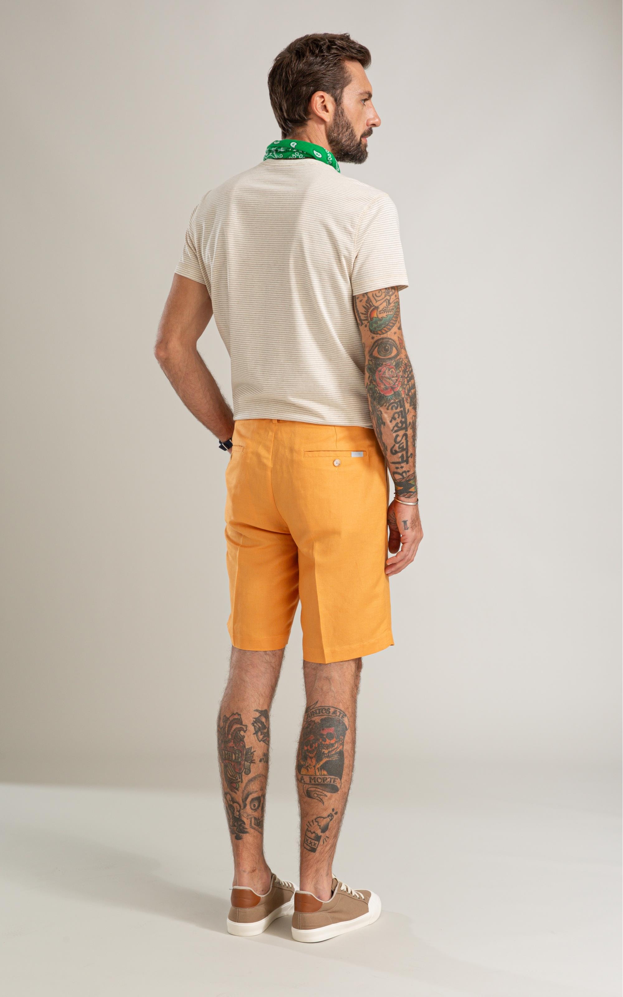 T-Shirt Piquet Linen Listrado Bf Caqui