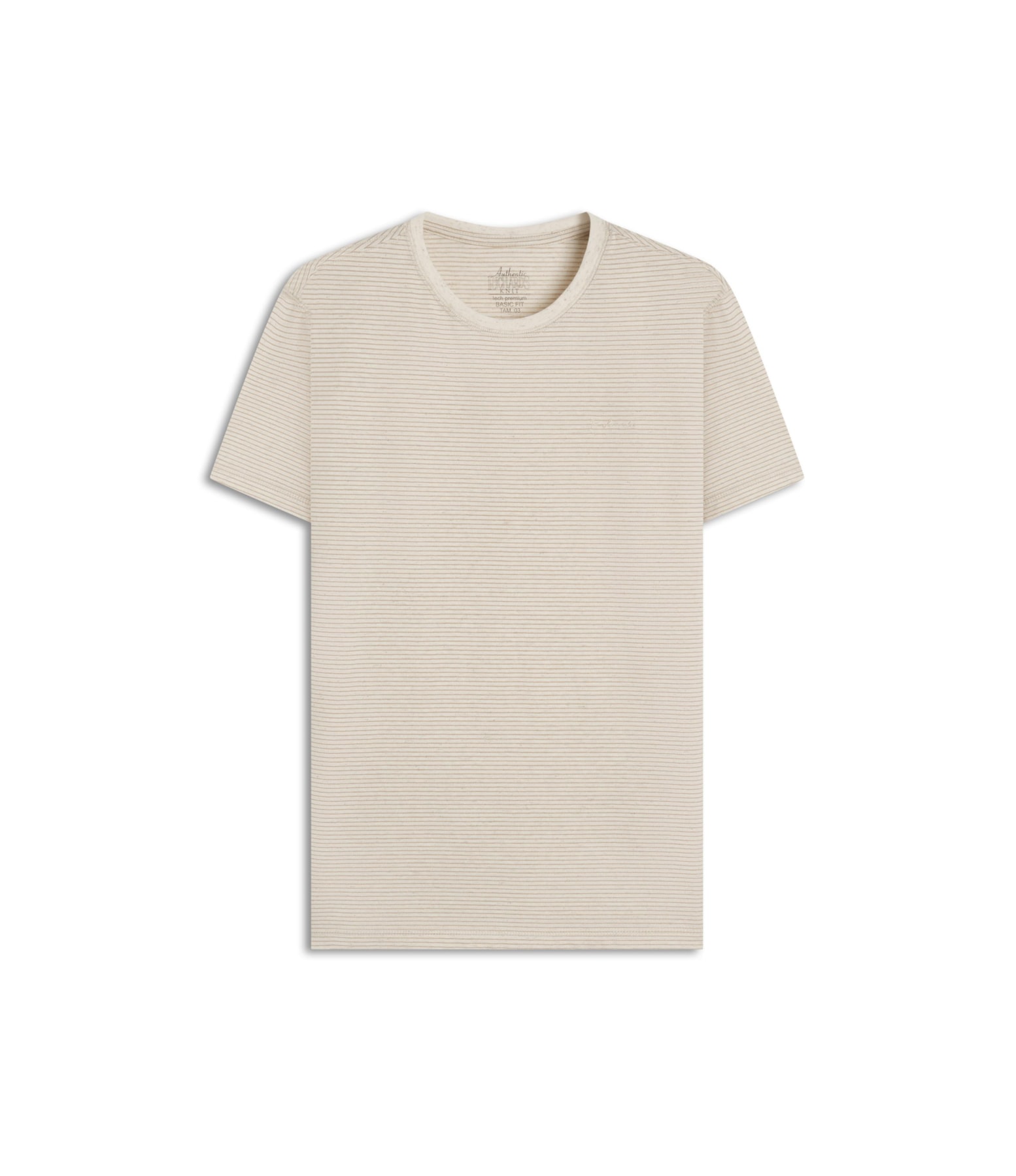 T-Shirt Piquet Linen Listrado Bf Caqui