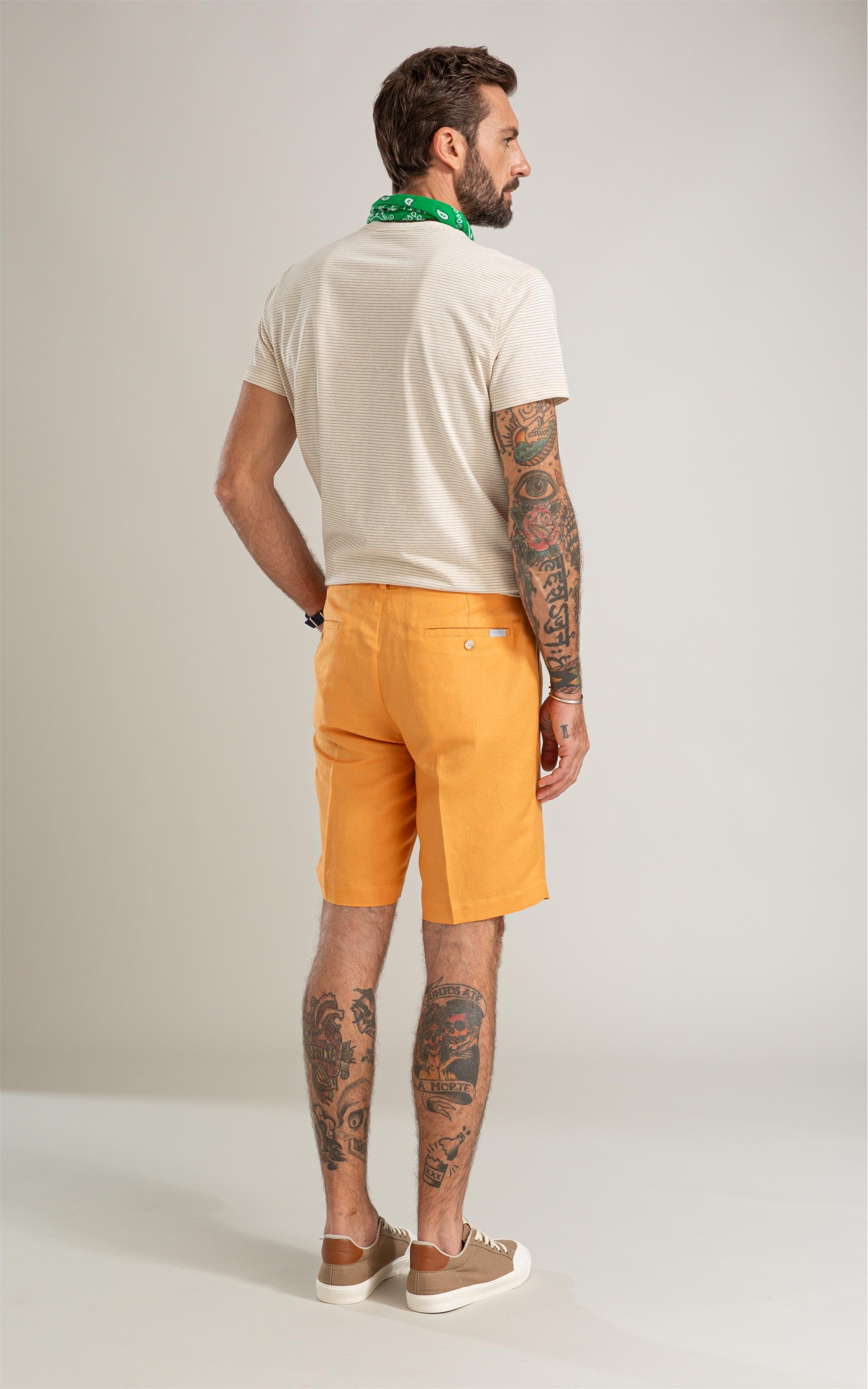 T-Shirt Piquet Linen Listrado Bf Caqui