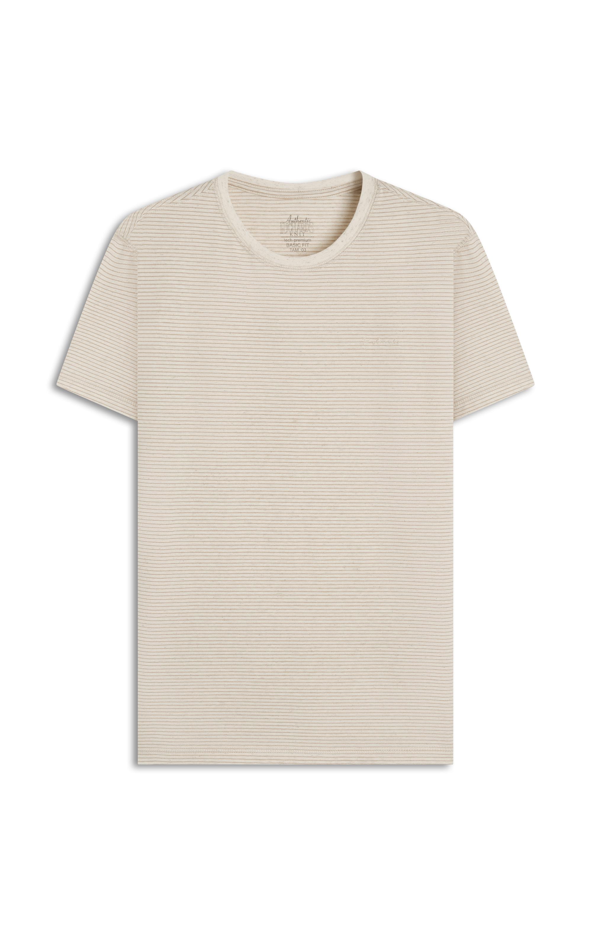 T-Shirt Piquet Linen Listrado Bf Caqui