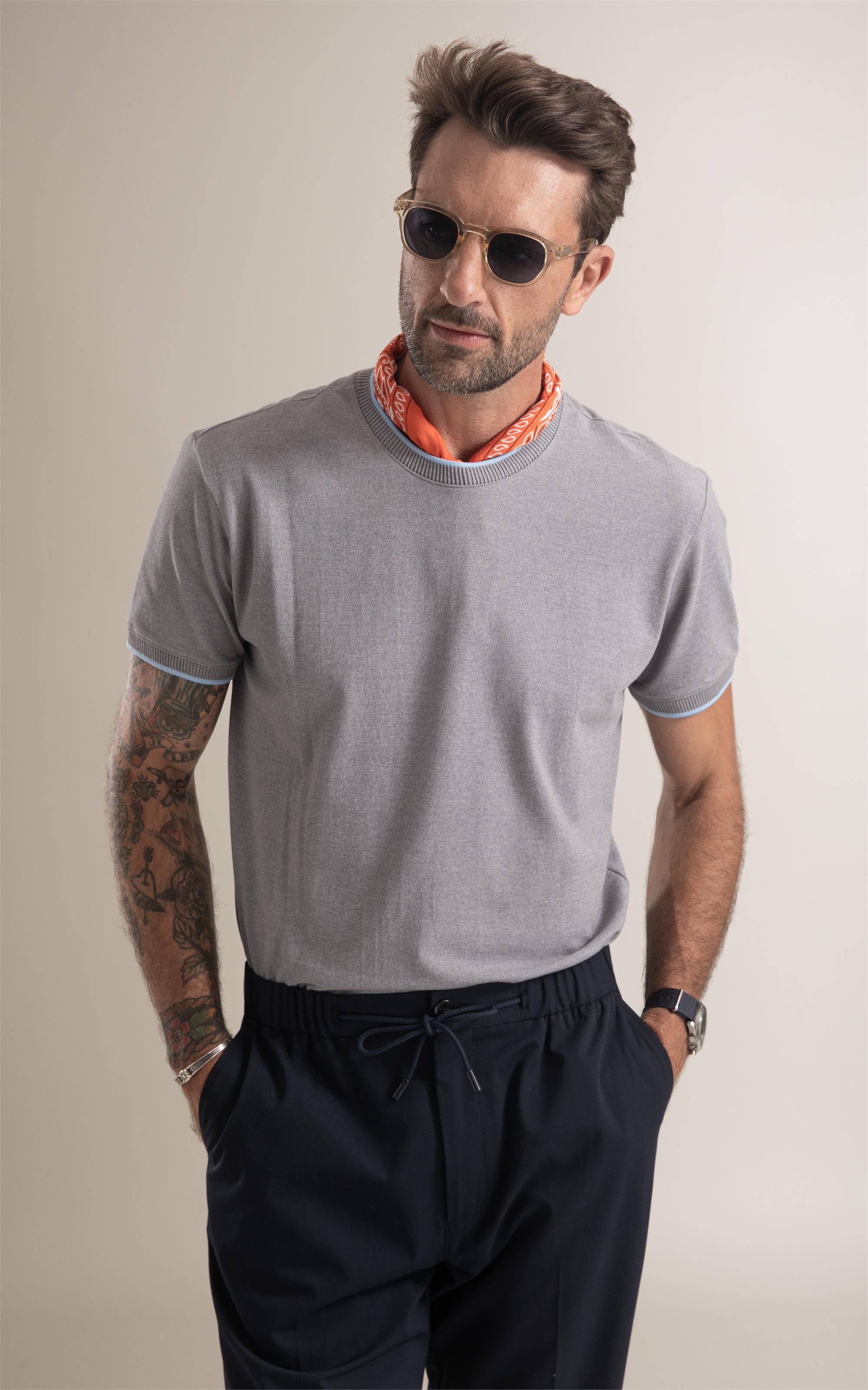 T-Shirt Piquet Molinê Cinza Mescla