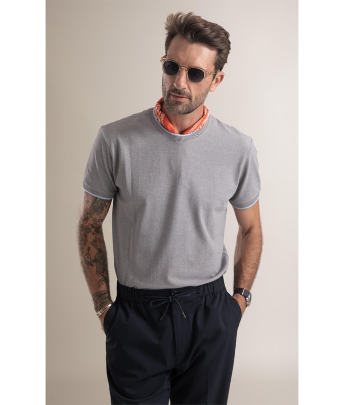 T-Shirt Piquet Molinê Cinza Mescla