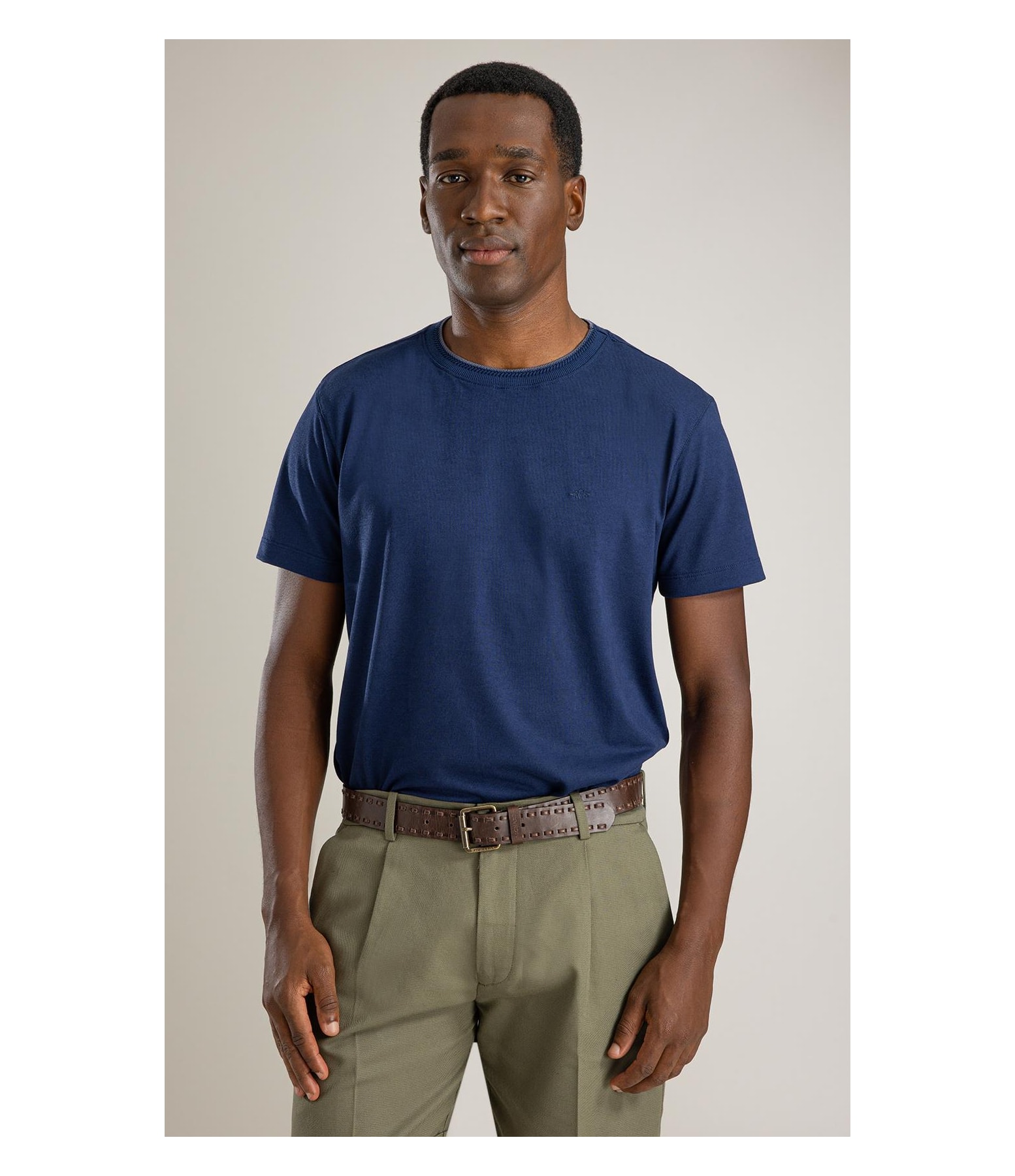 T-Shirt Piquet Polyvisco Gola Friso Bf Marinho