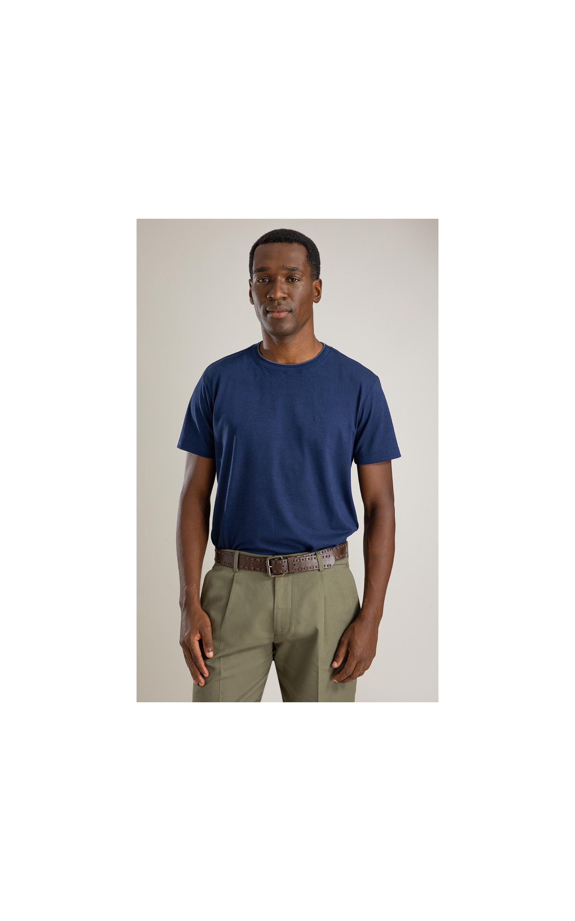 T-Shirt Piquet Polyvisco Gola Friso Bf Marinho