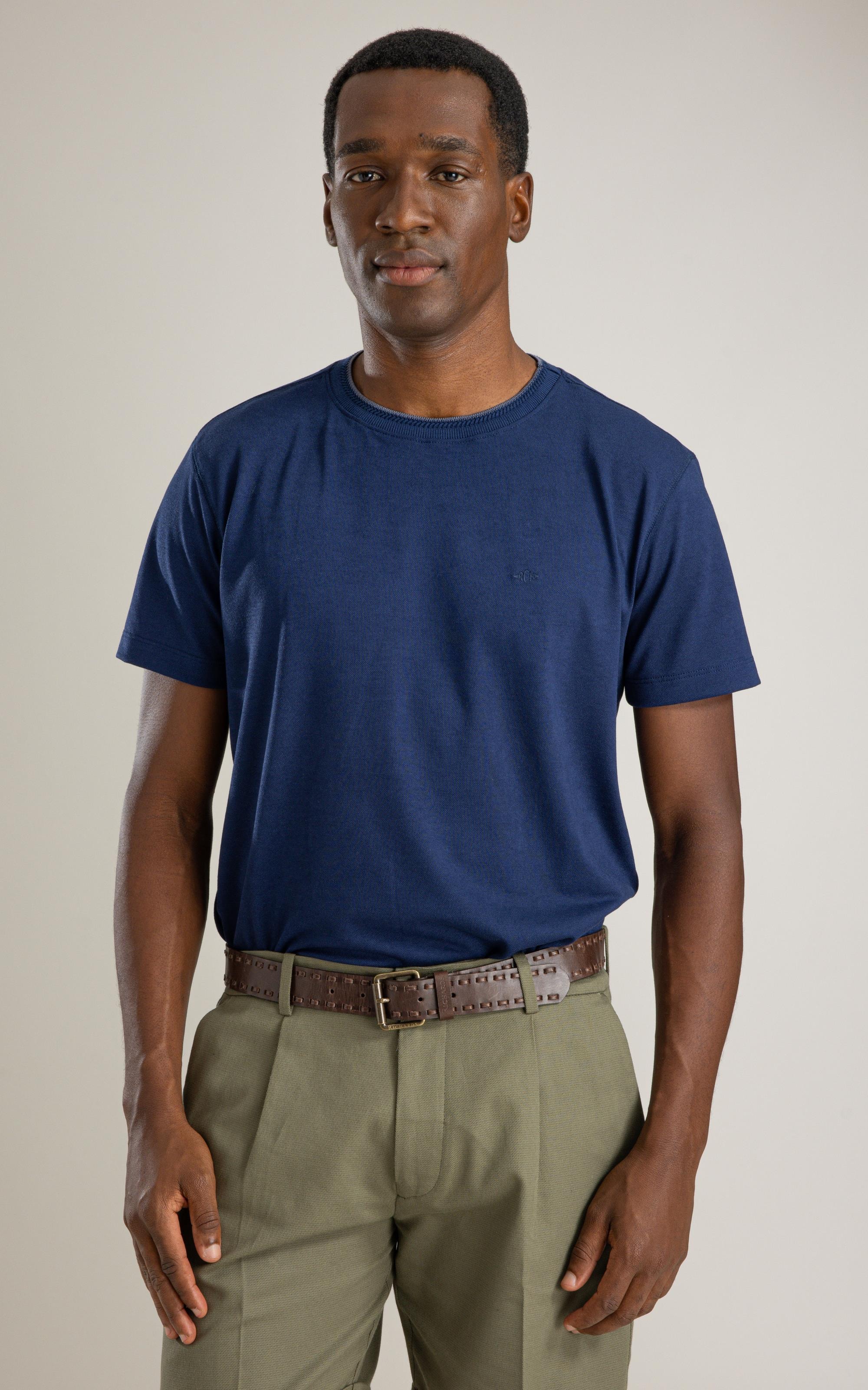 T-Shirt Piquet Polyvisco Gola Friso Bf Marinho