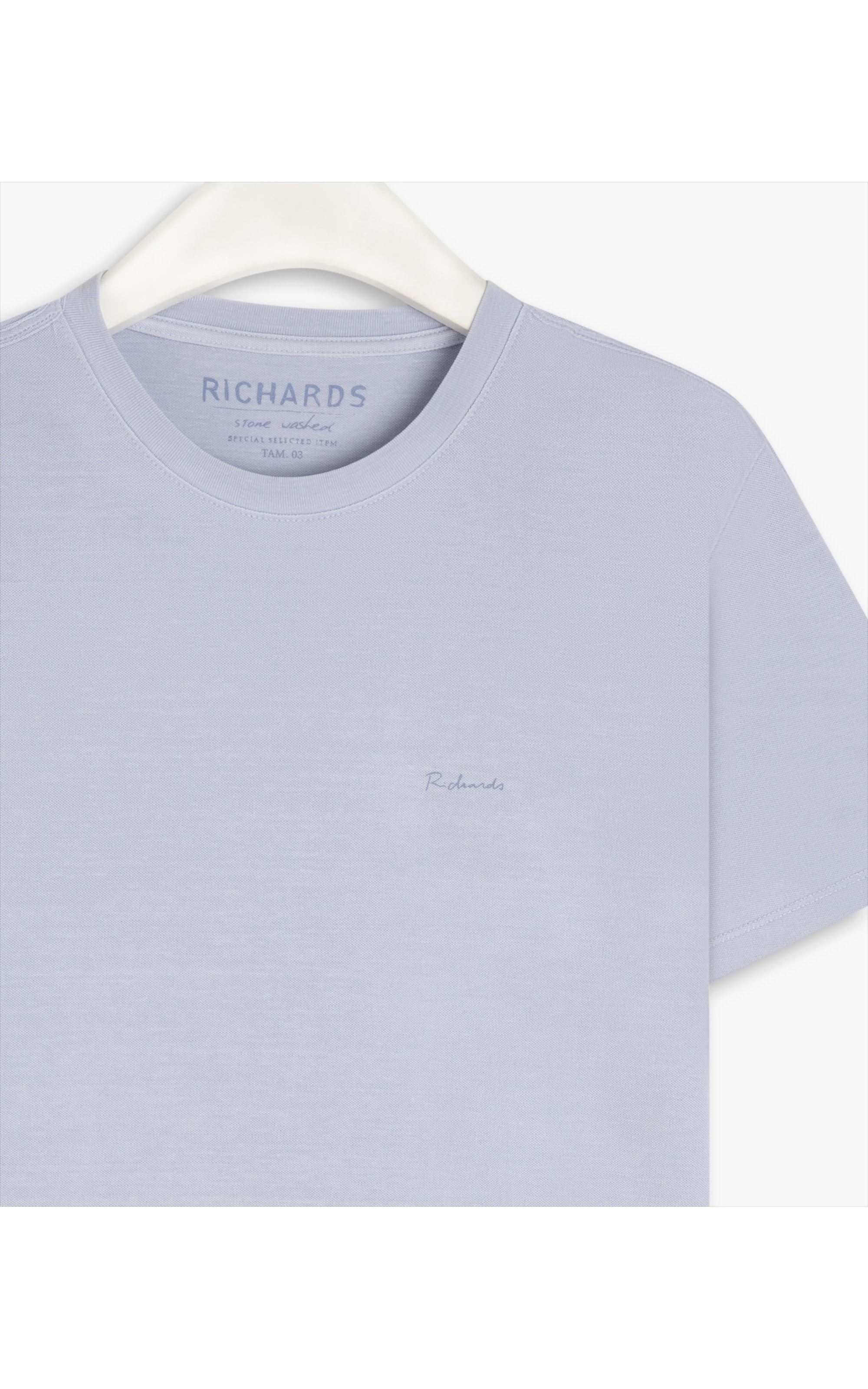T-Shirt Piquet Washed Mc Azul Claro