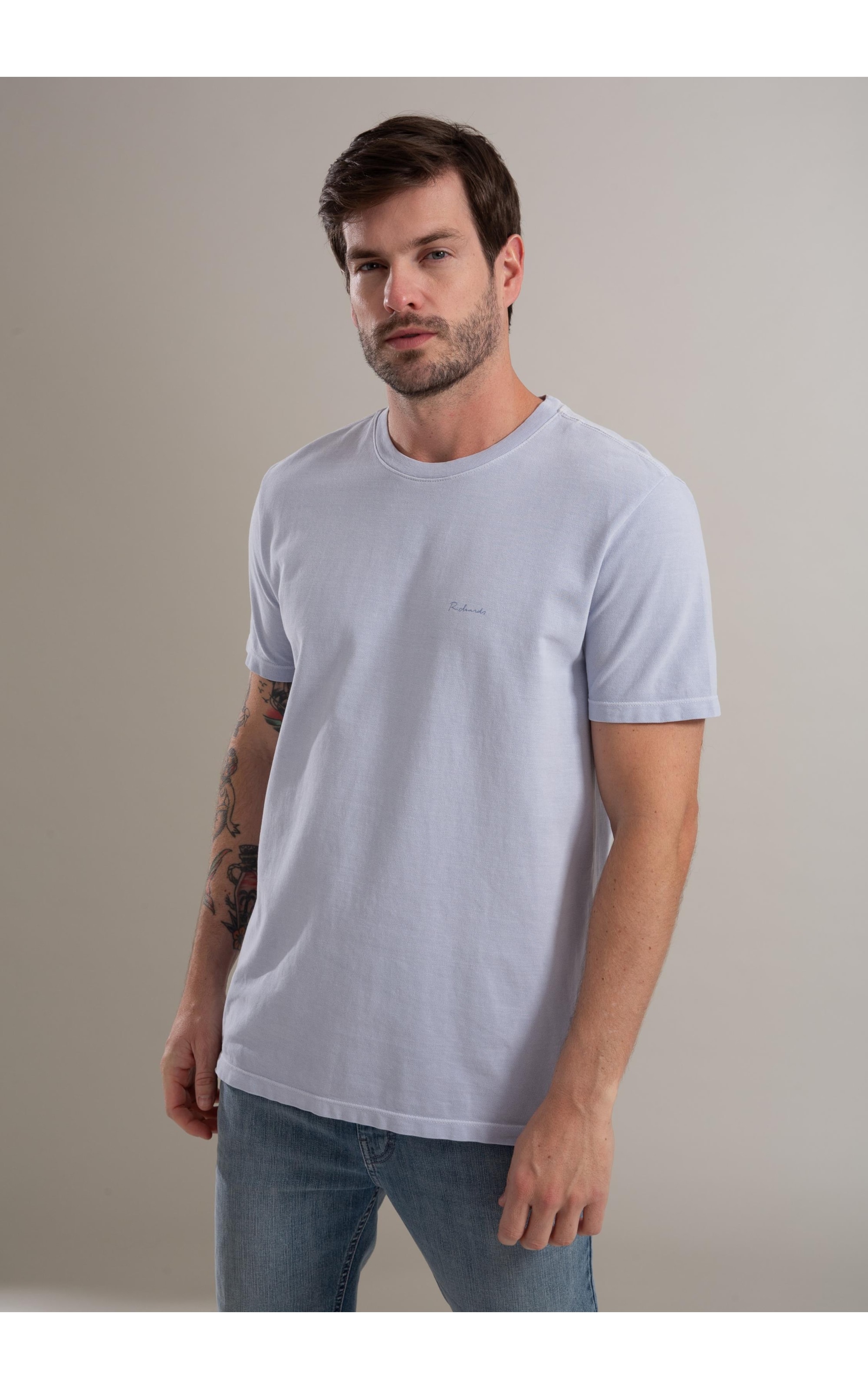 T-Shirt Piquet Washed Mc Azul Claro