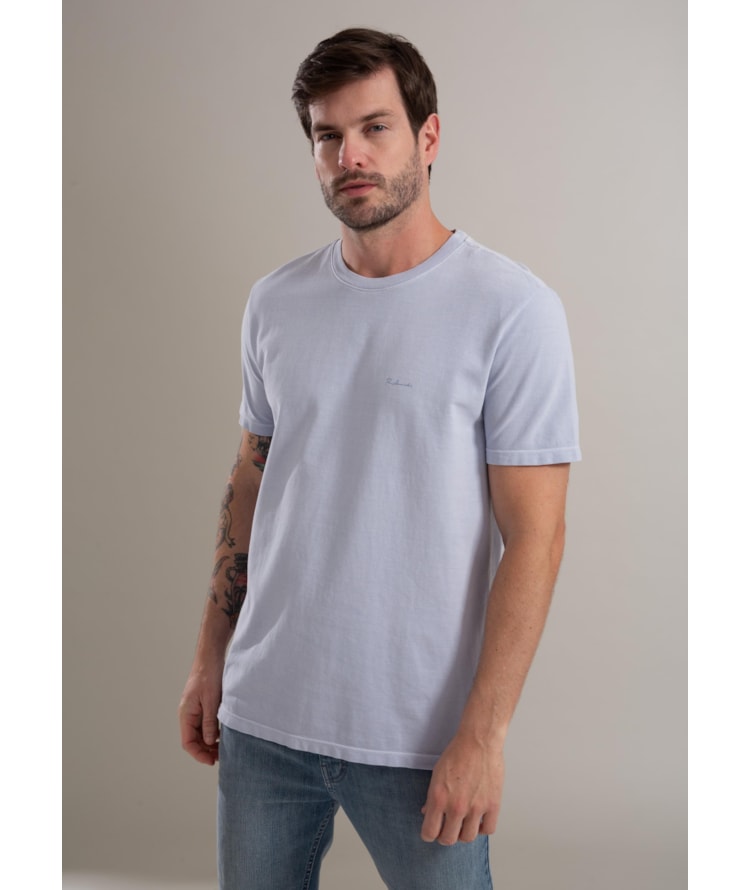 T-Shirt Piquet Washed Mc Azul Claro