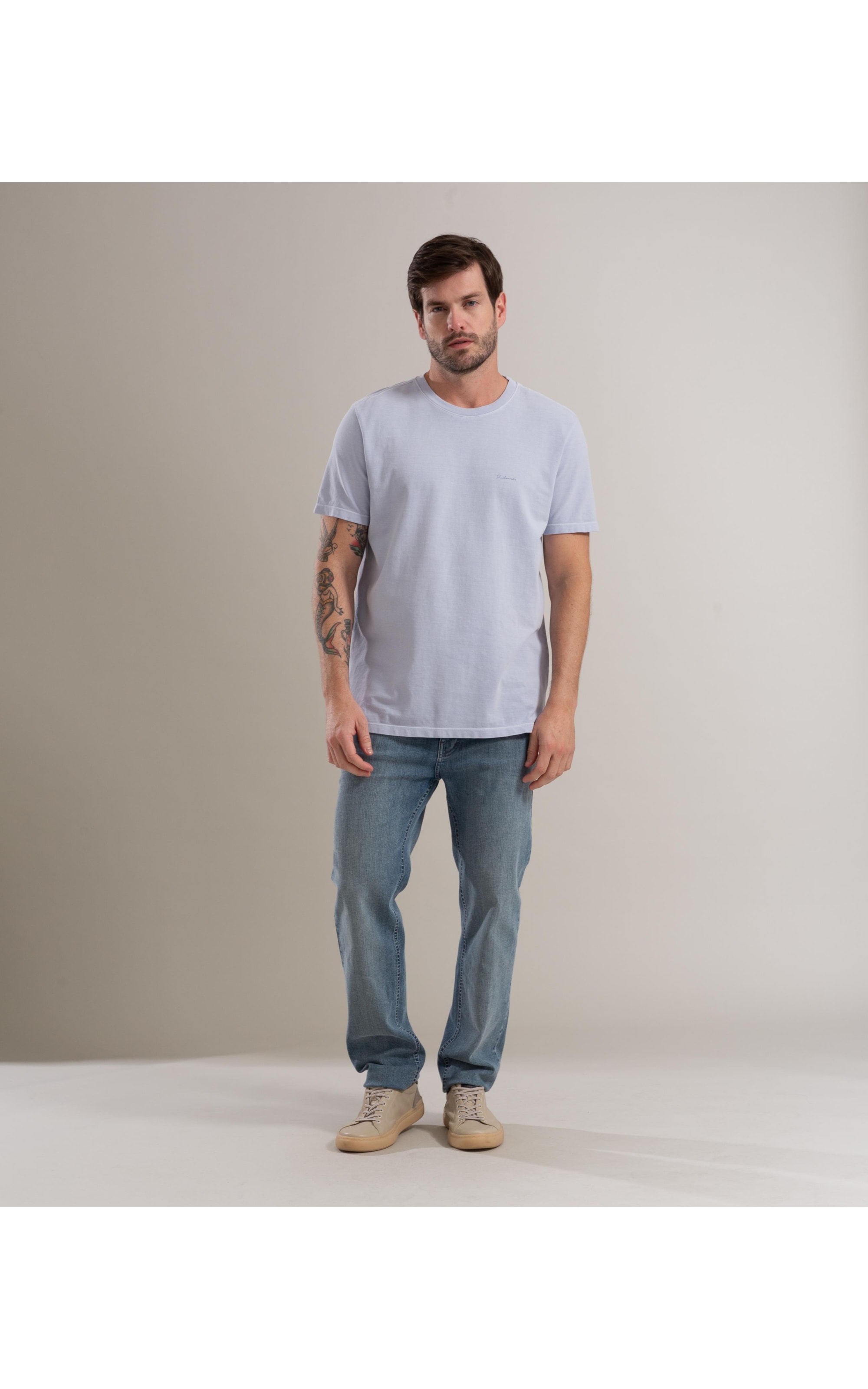 T-Shirt Piquet Washed Mc Azul Claro