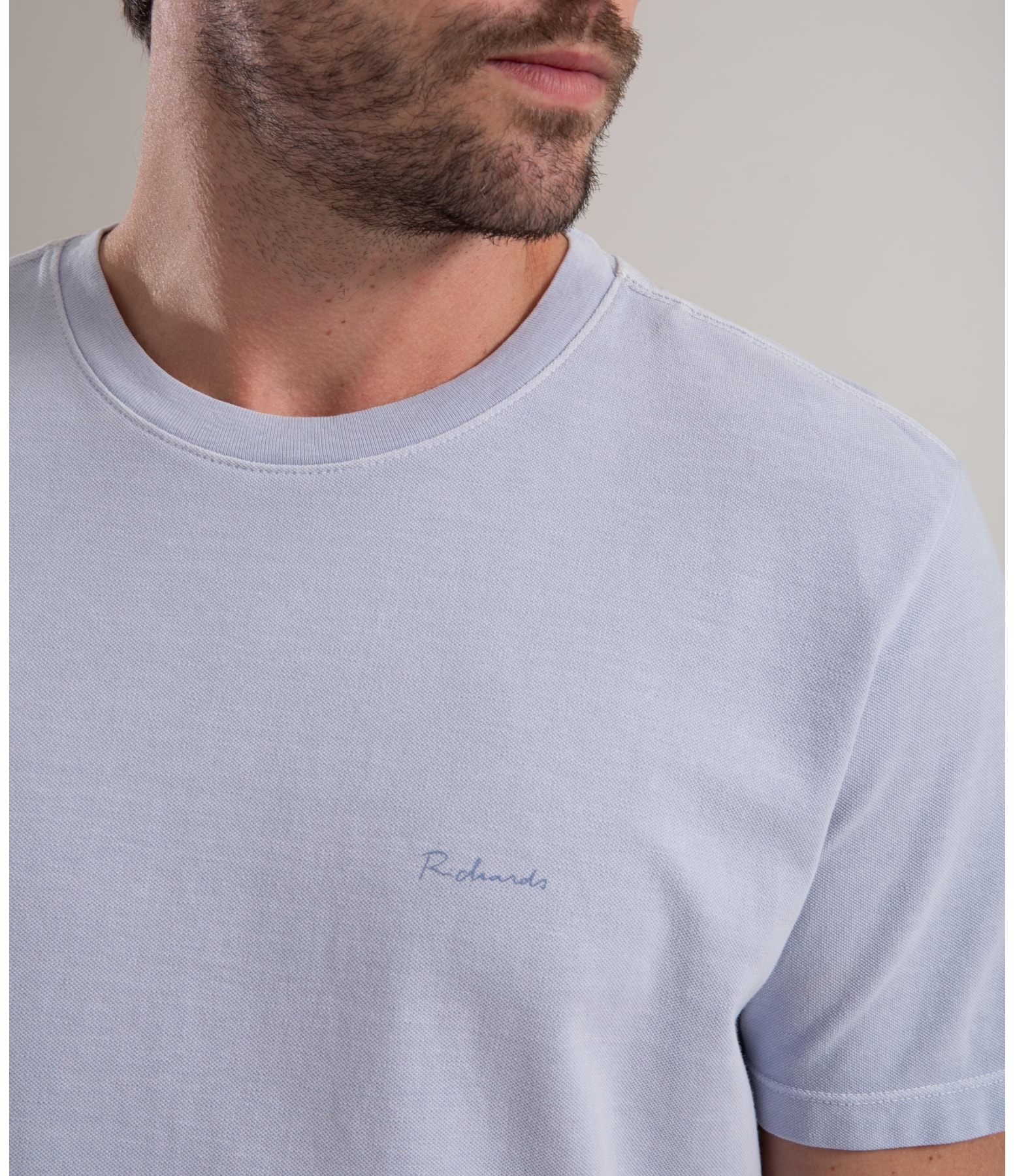 T-Shirt Piquet Washed Mc Azul Claro