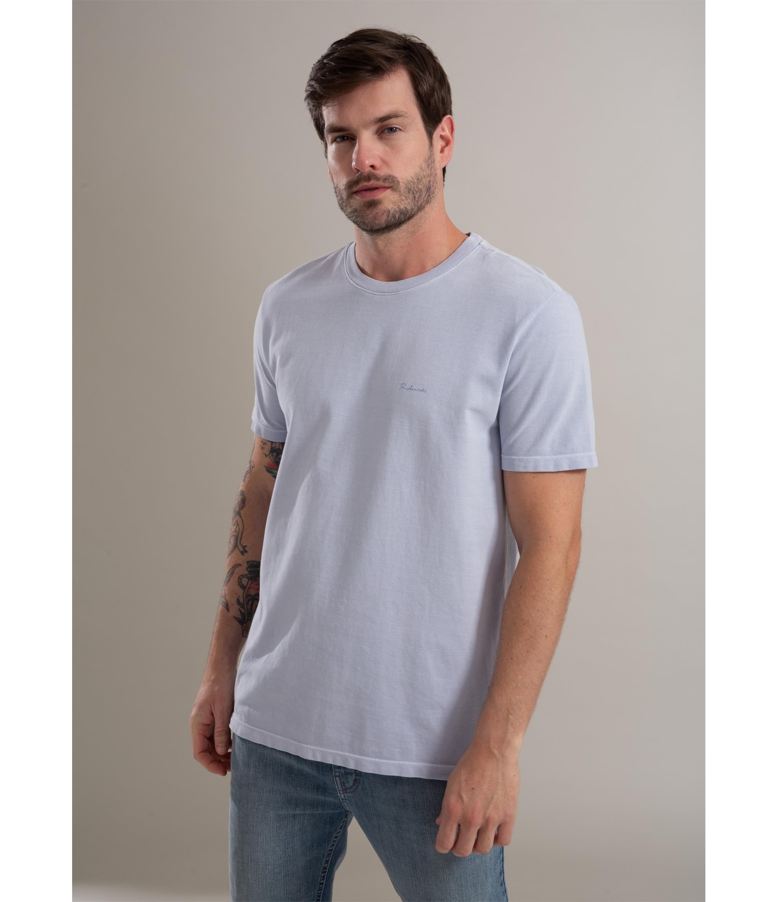 T-Shirt Piquet Washed Mc Azul Claro