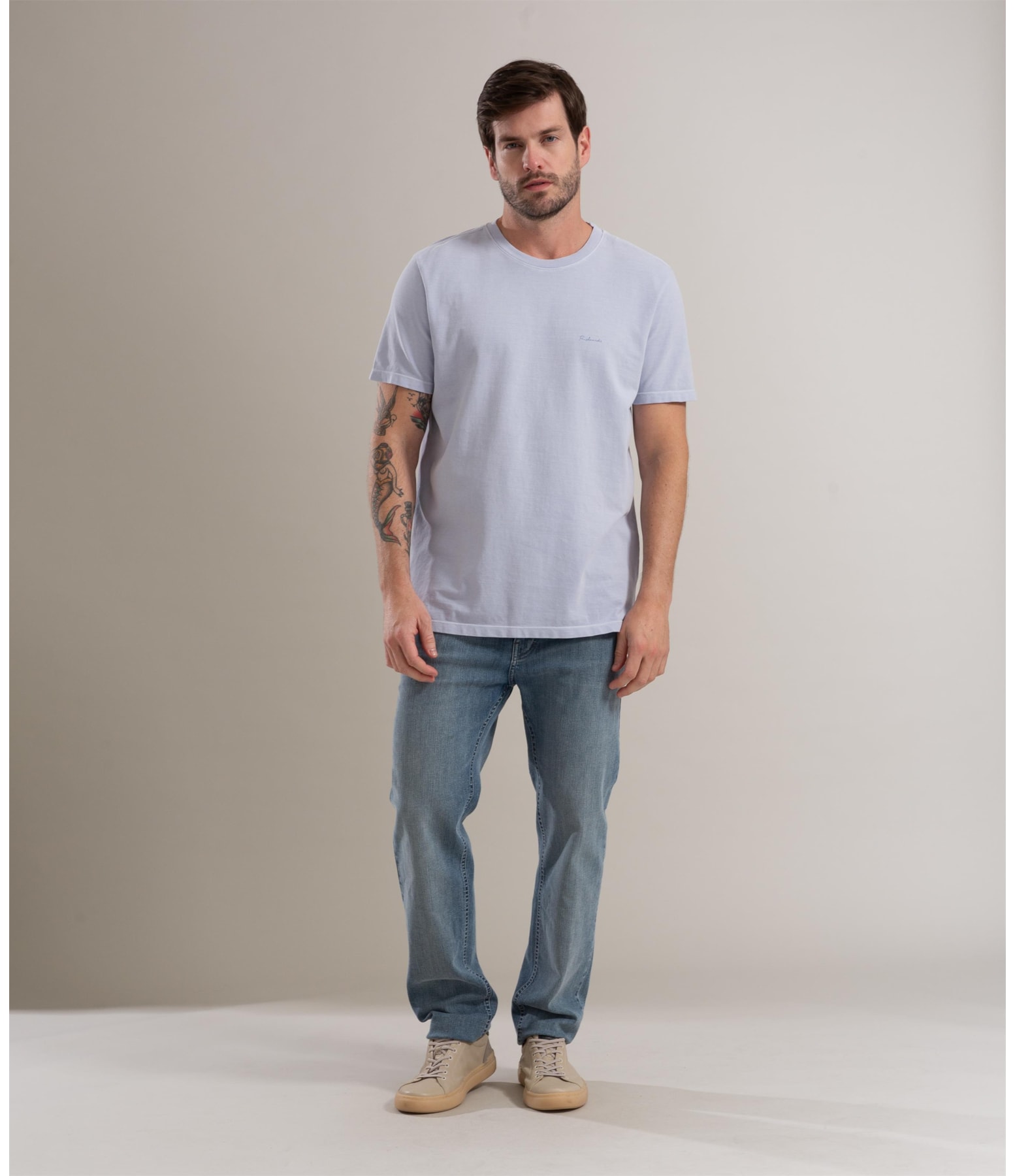 T-Shirt Piquet Washed Mc Azul Claro