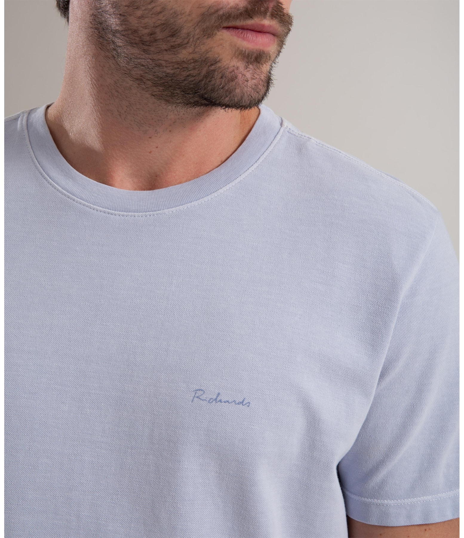 T-Shirt Piquet Washed Mc Azul Claro