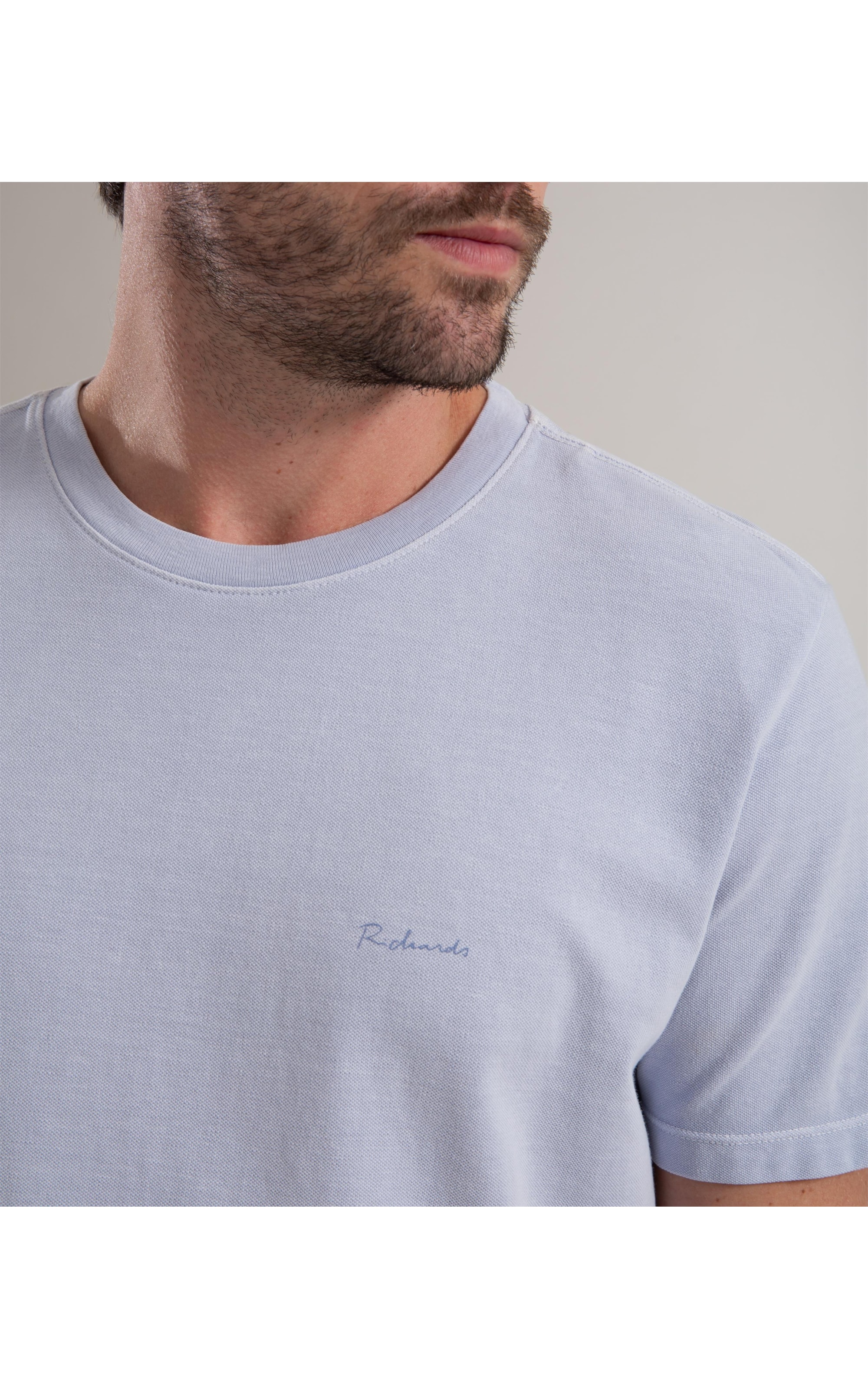 T-Shirt Piquet Washed Mc Azul Claro