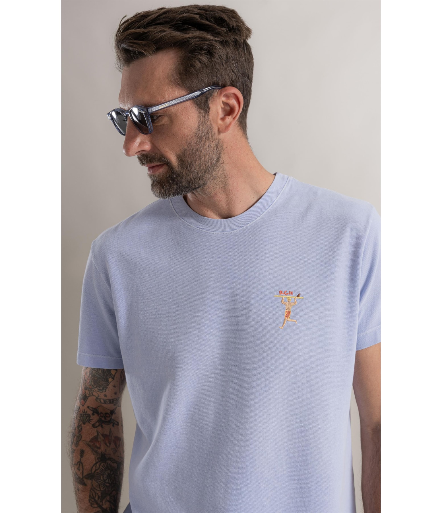 T-Shirt Piquet Washed Surfista Azul Claro