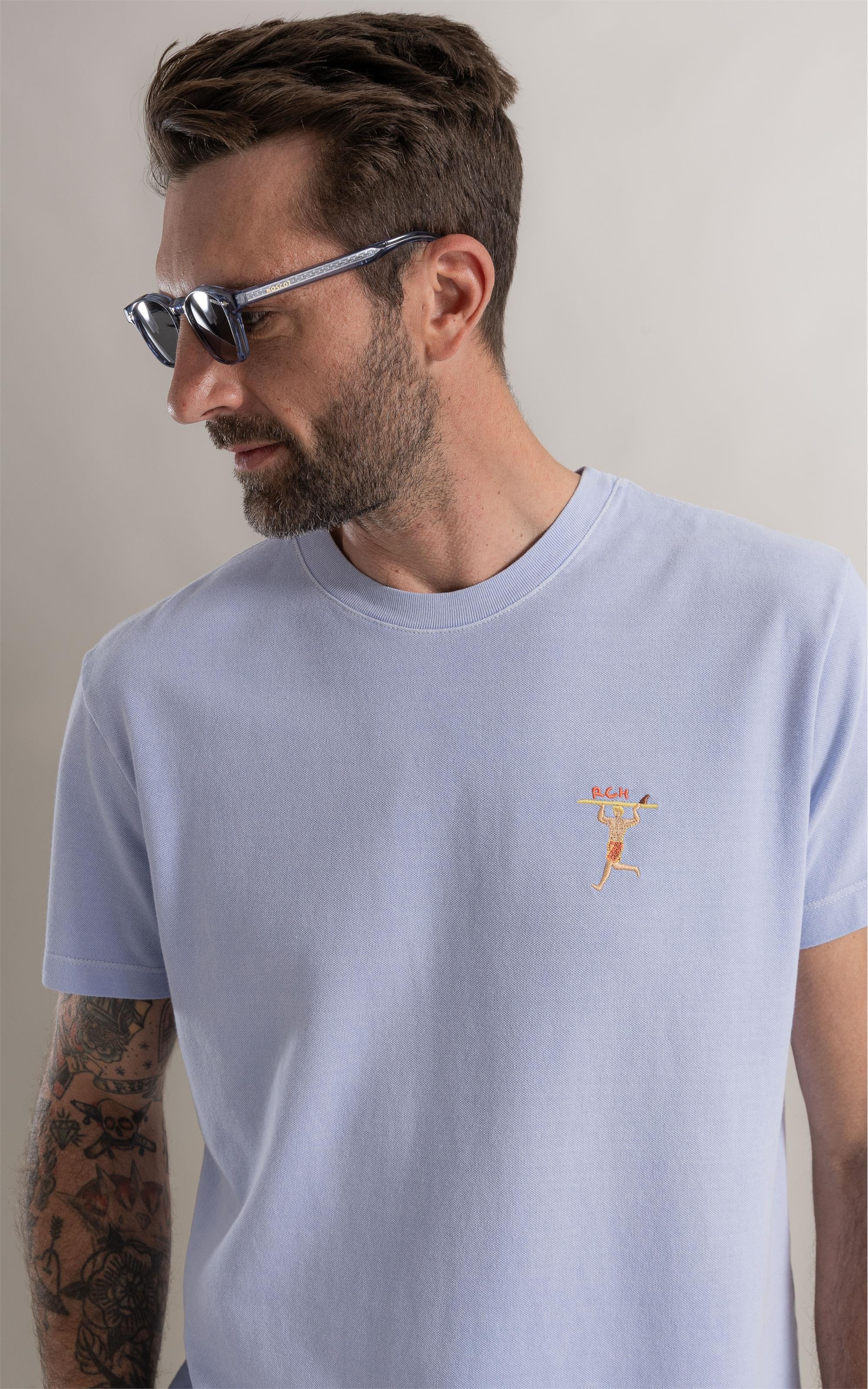 T-Shirt Piquet Washed Surfista Azul Claro