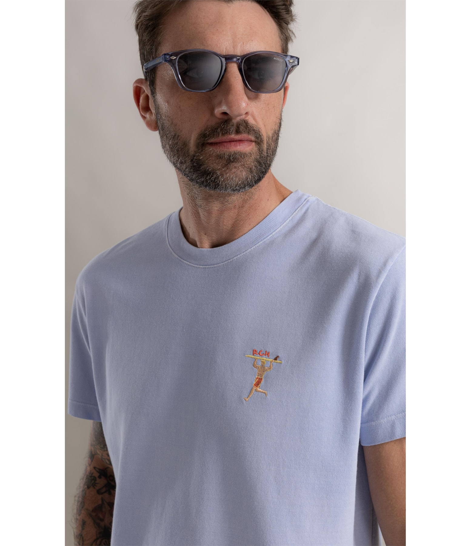 T-Shirt Piquet Washed Surfista Azul Claro