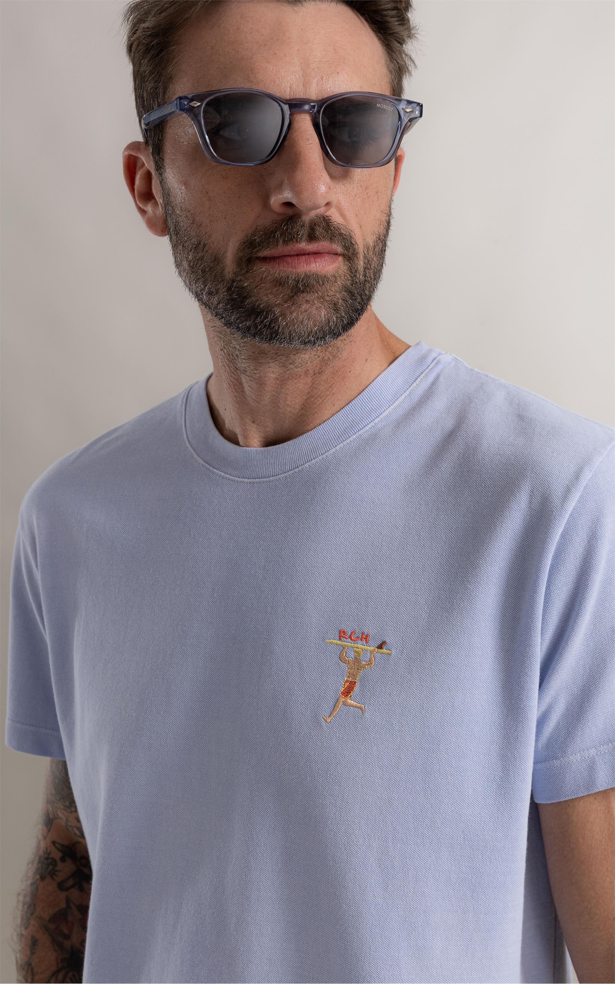 T-Shirt Piquet Washed Surfista Azul Claro