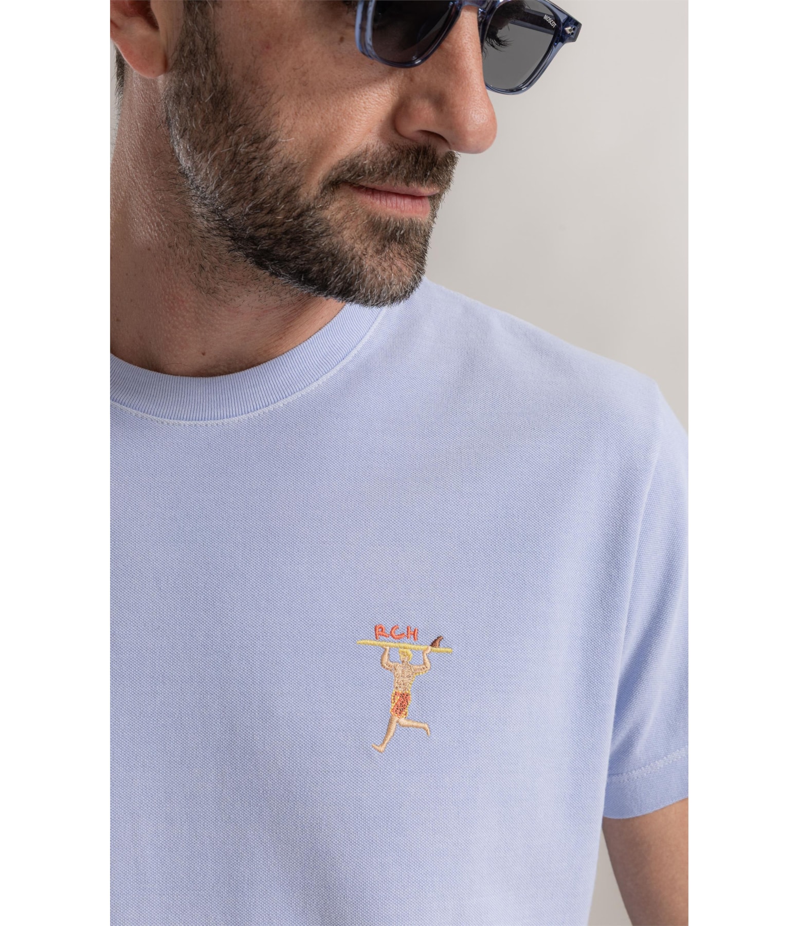 T-Shirt Piquet Washed Surfista Azul Claro
