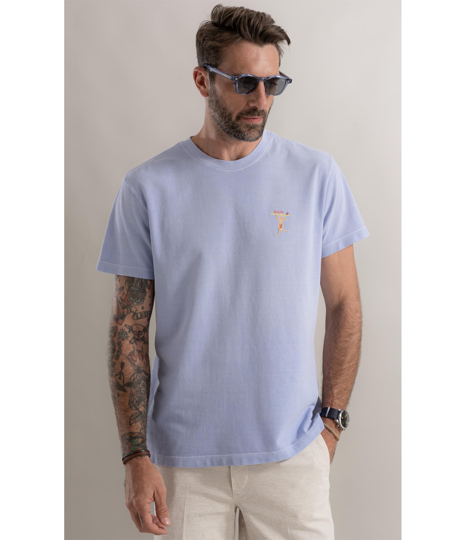 T-Shirt Piquet Washed Surfista Azul Claro