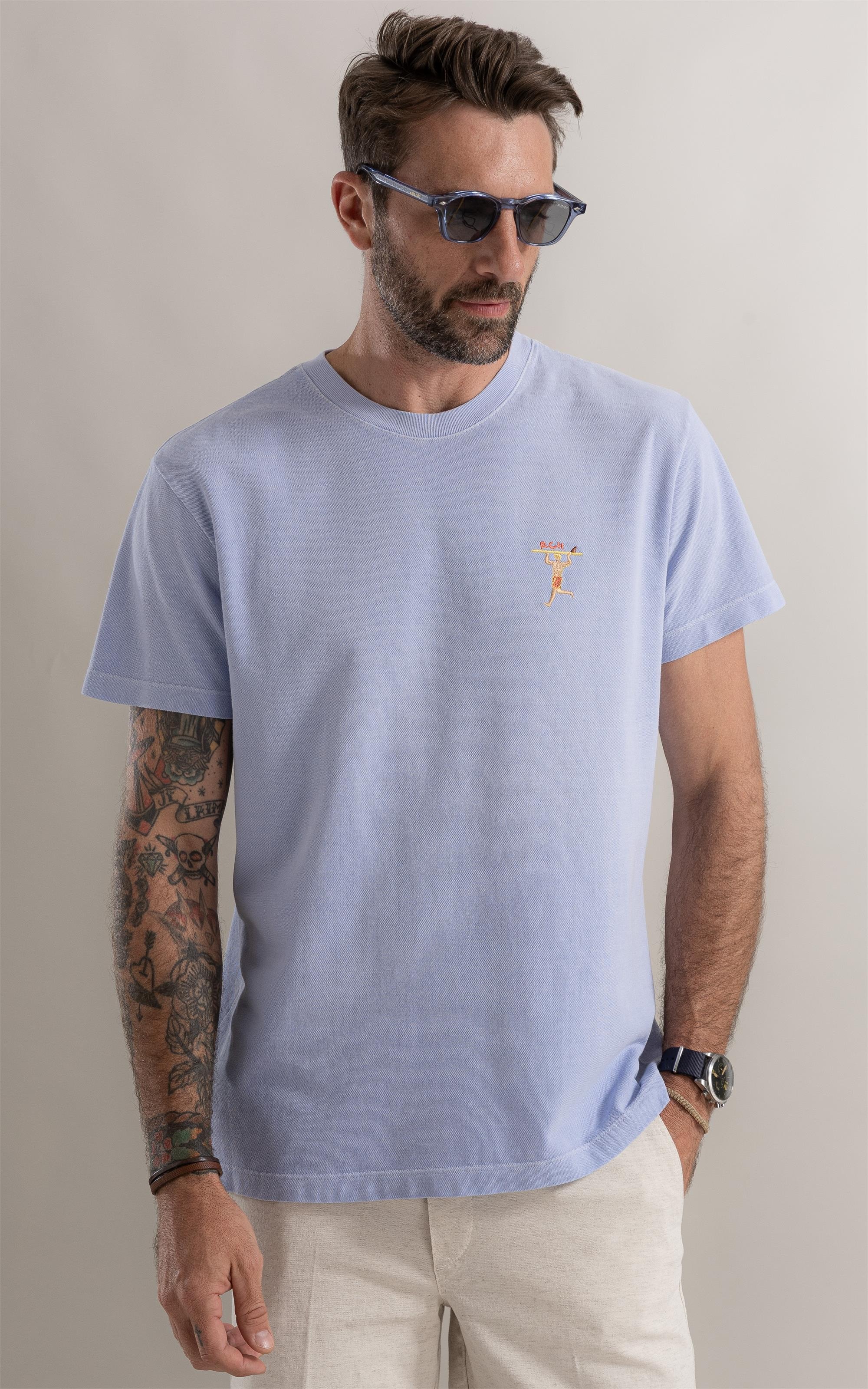 T-Shirt Piquet Washed Surfista Azul Claro