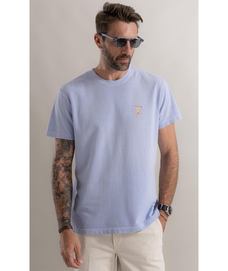 T-Shirt Piquet Washed Surfista Azul Claro