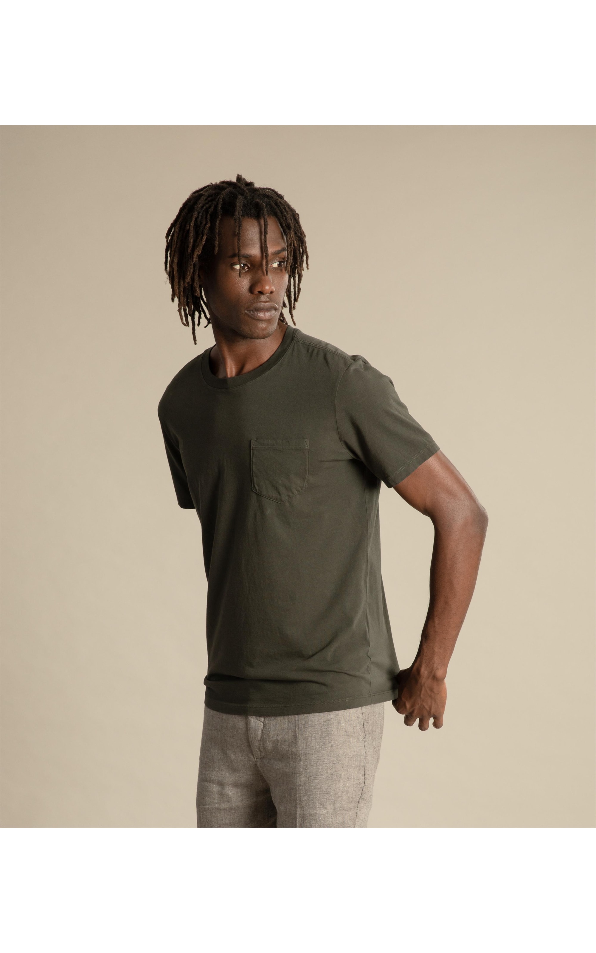 T-Shirt Pocket Pima Mc Verde Militar