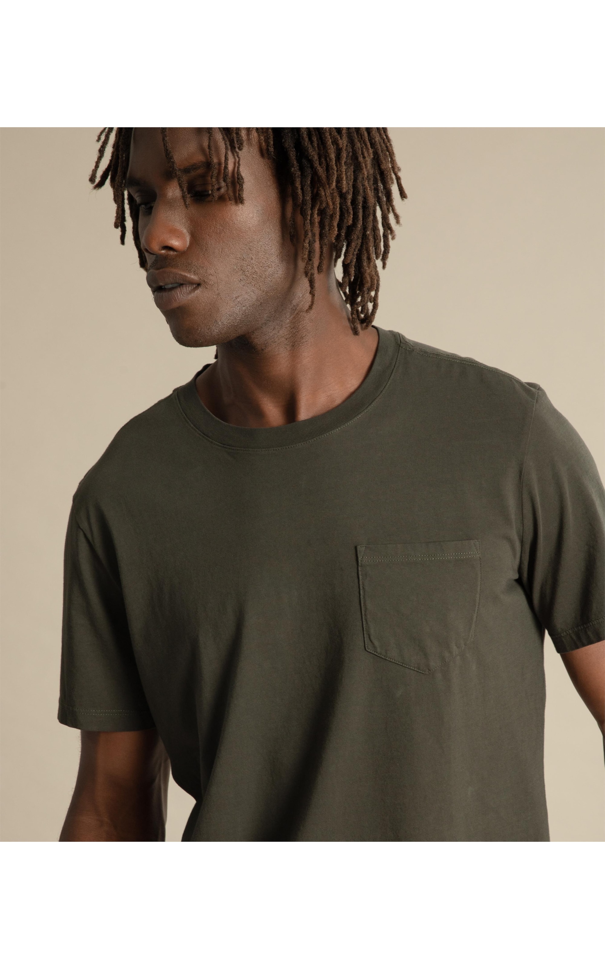 T-Shirt Pocket Pima Mc Verde Militar