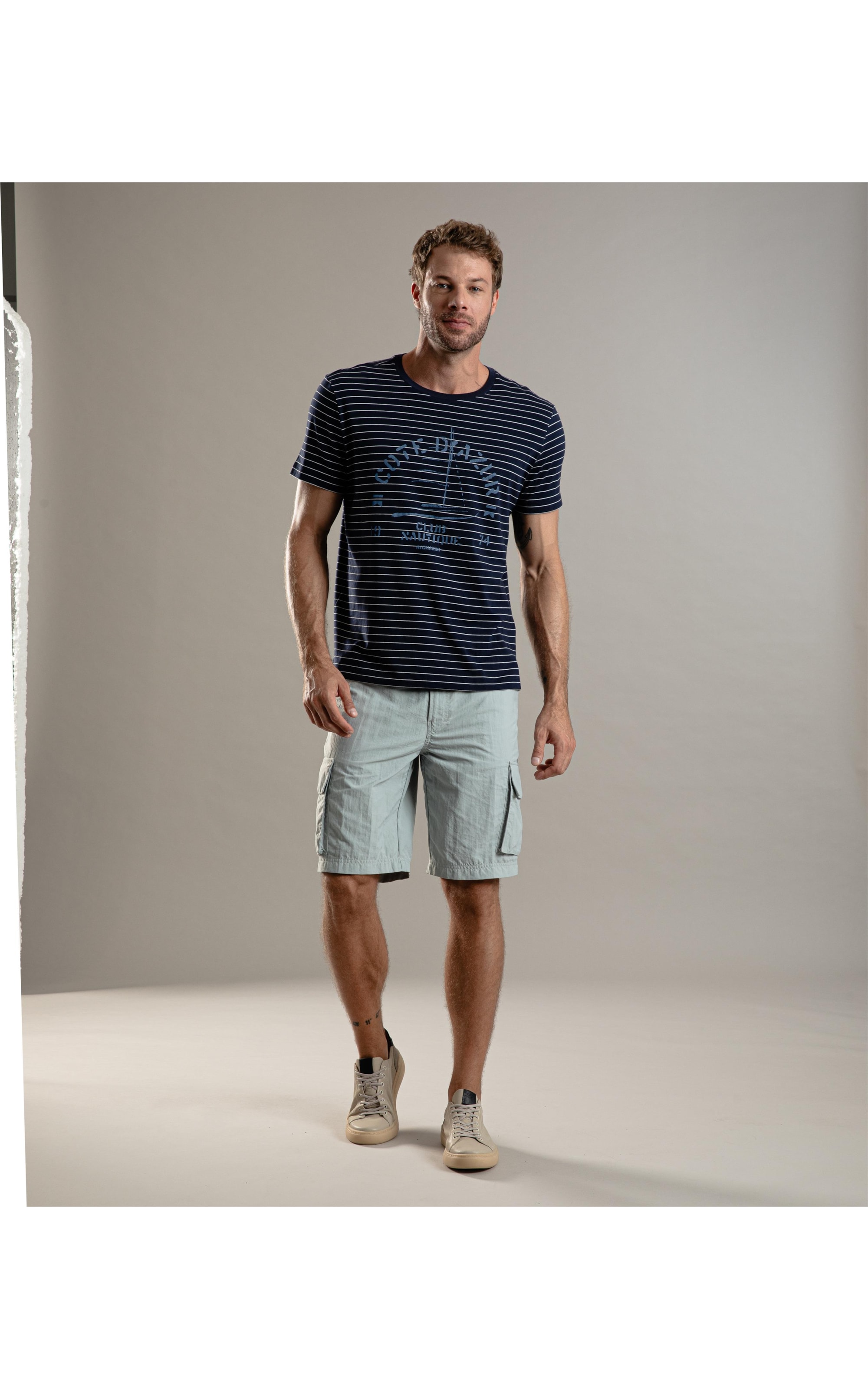 T-Shirt Print Listrado Classic Dark Navy