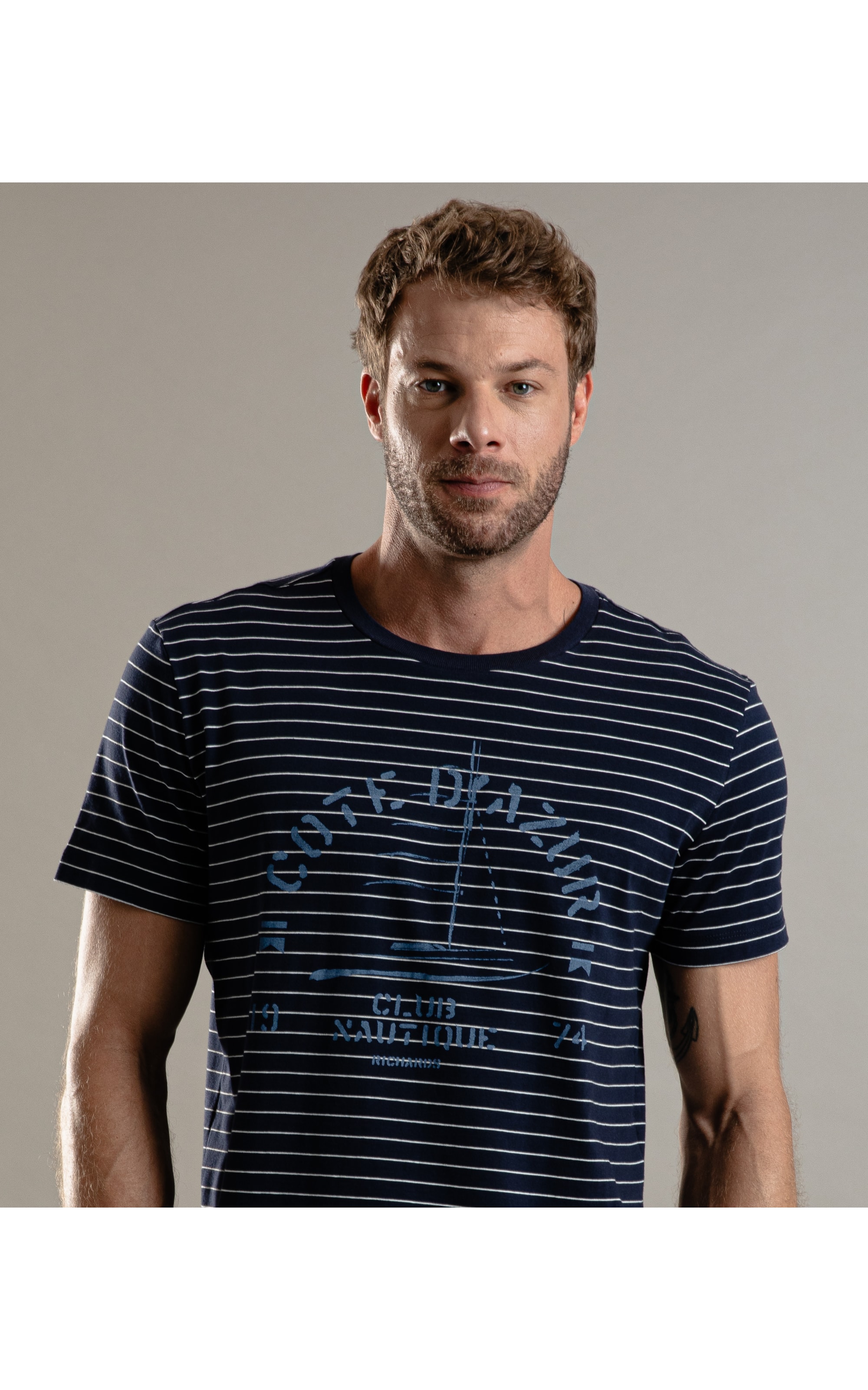 T-Shirt Print Listrado Classic Dark Navy