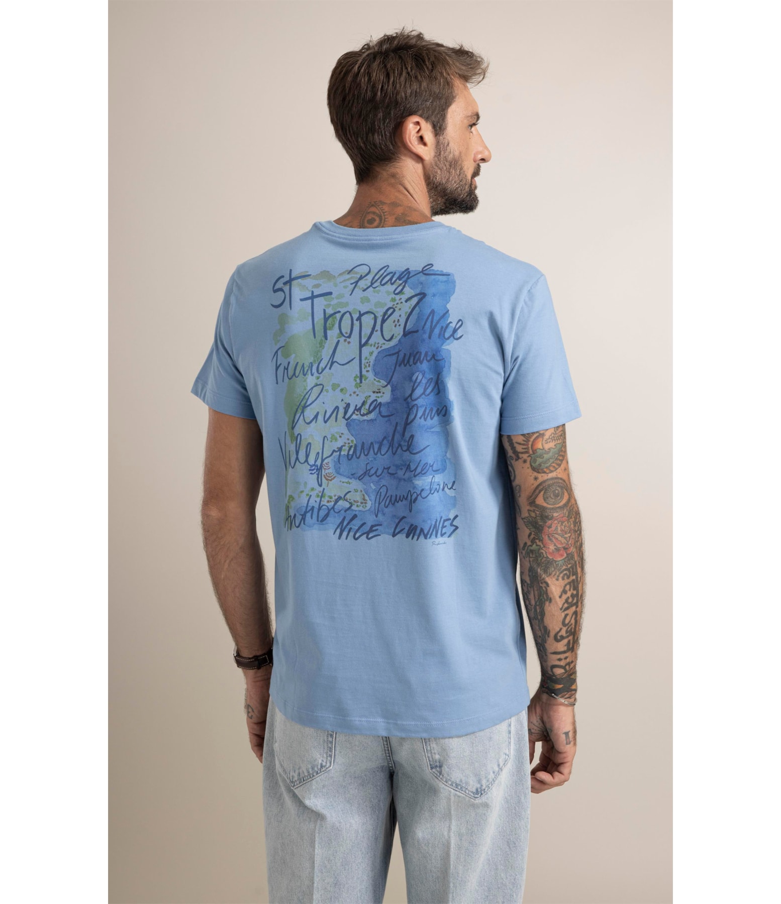 T-Shirt St Tropez Poster Azul Medio