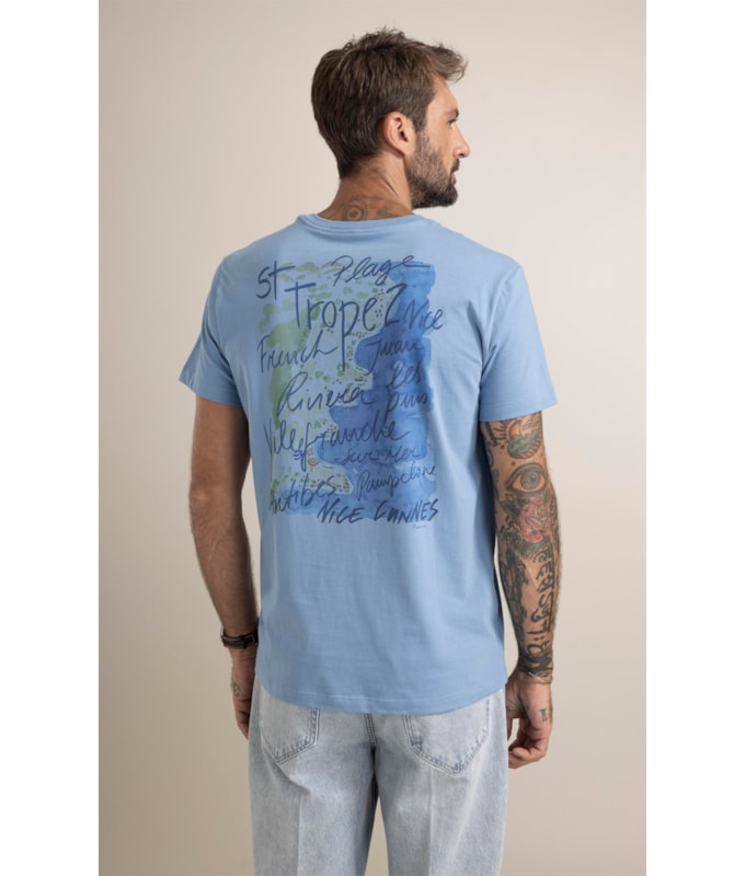 T-Shirt St Tropez Poster Azul Medio