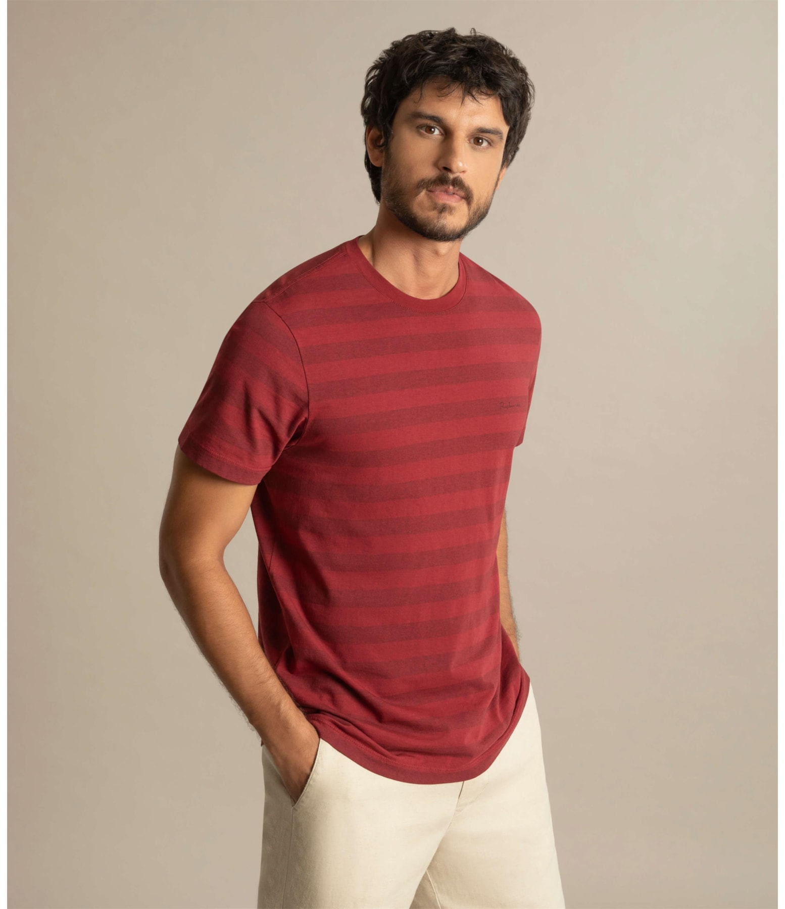 T-Shirt Stripped Mescla Mc Vermelho Mescla