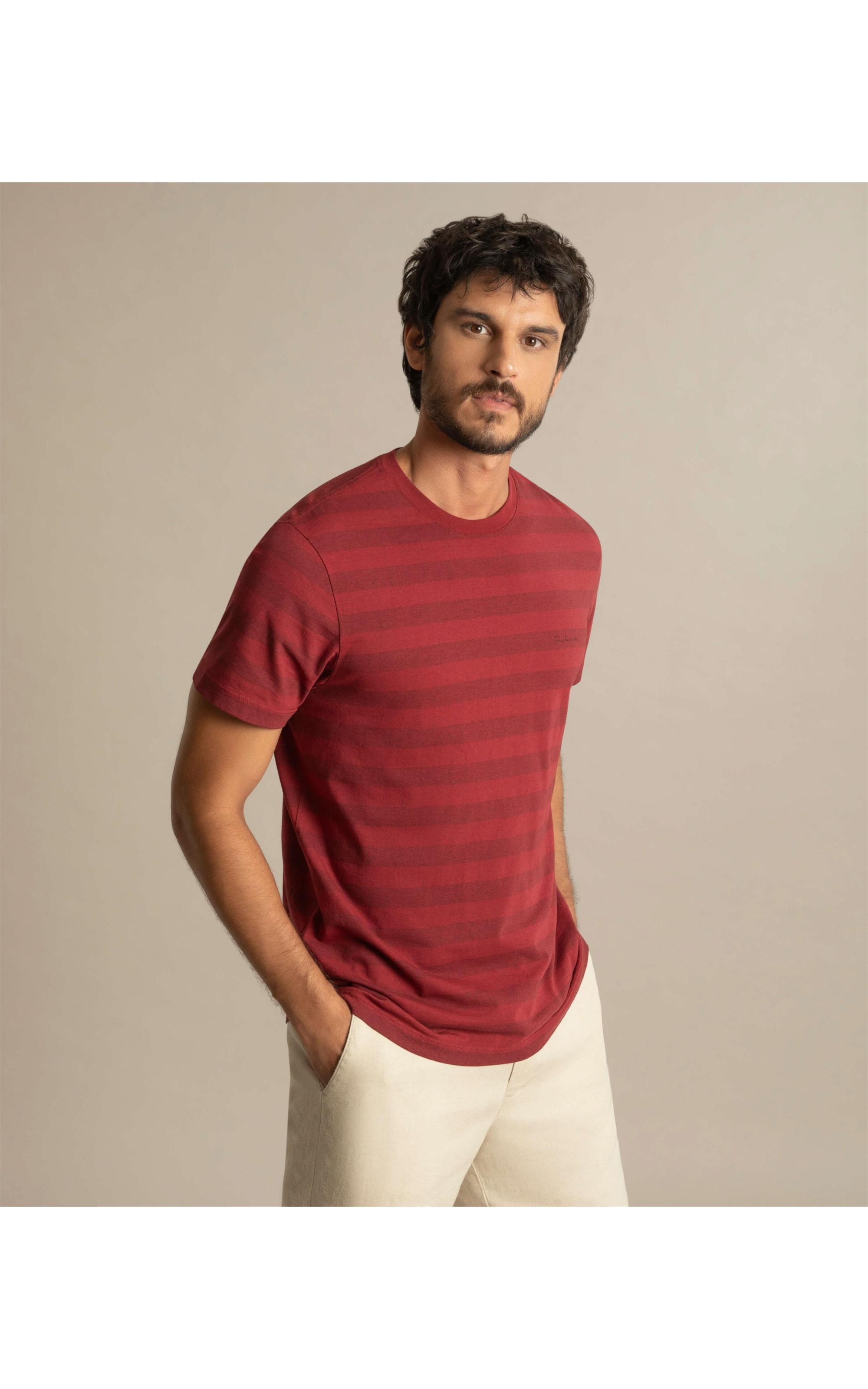 T-Shirt Stripped Mescla Mc Vermelho Mescla