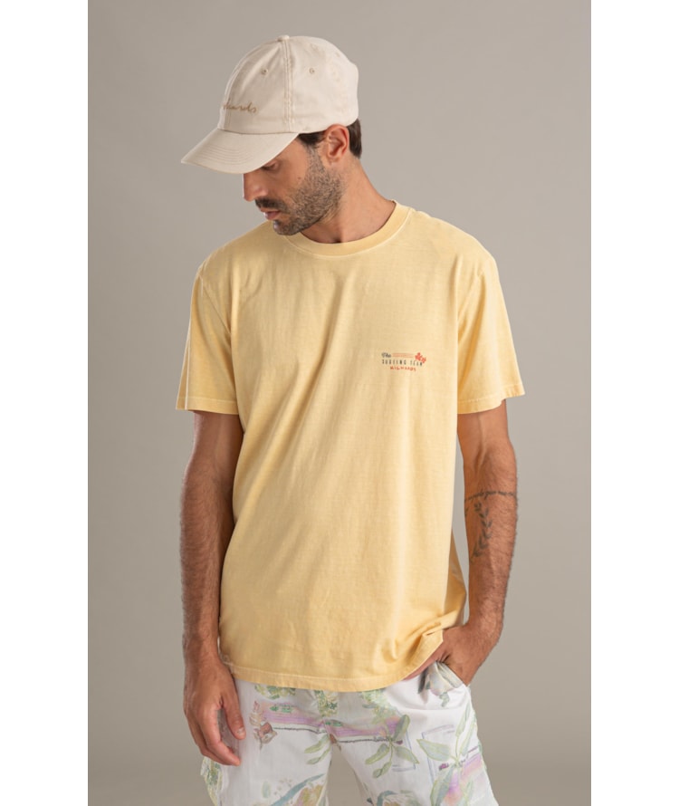 T-Shirt Surfing Team Washed Mc Bf Amarelo