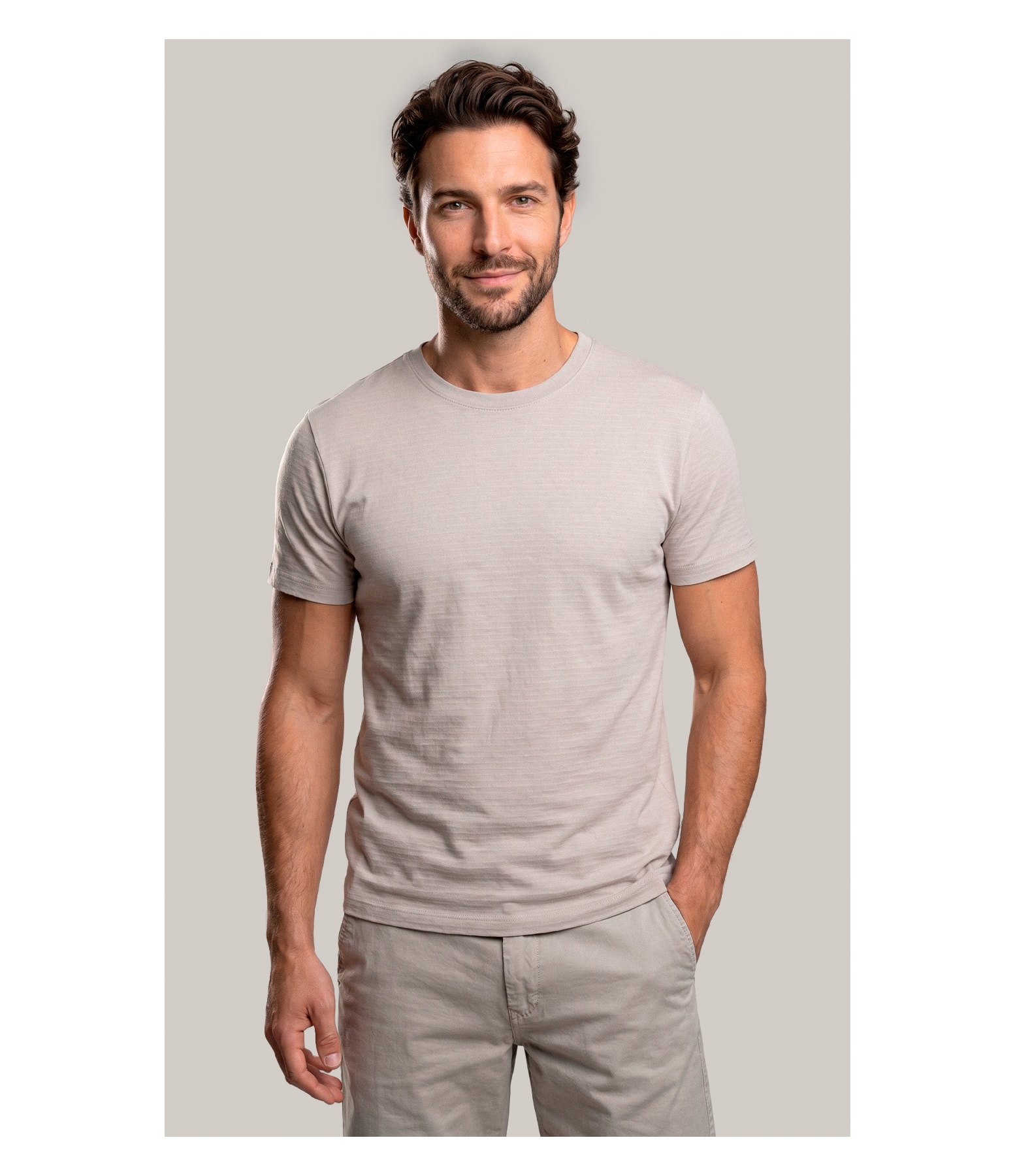 T-Shirt Textura Mock Areia