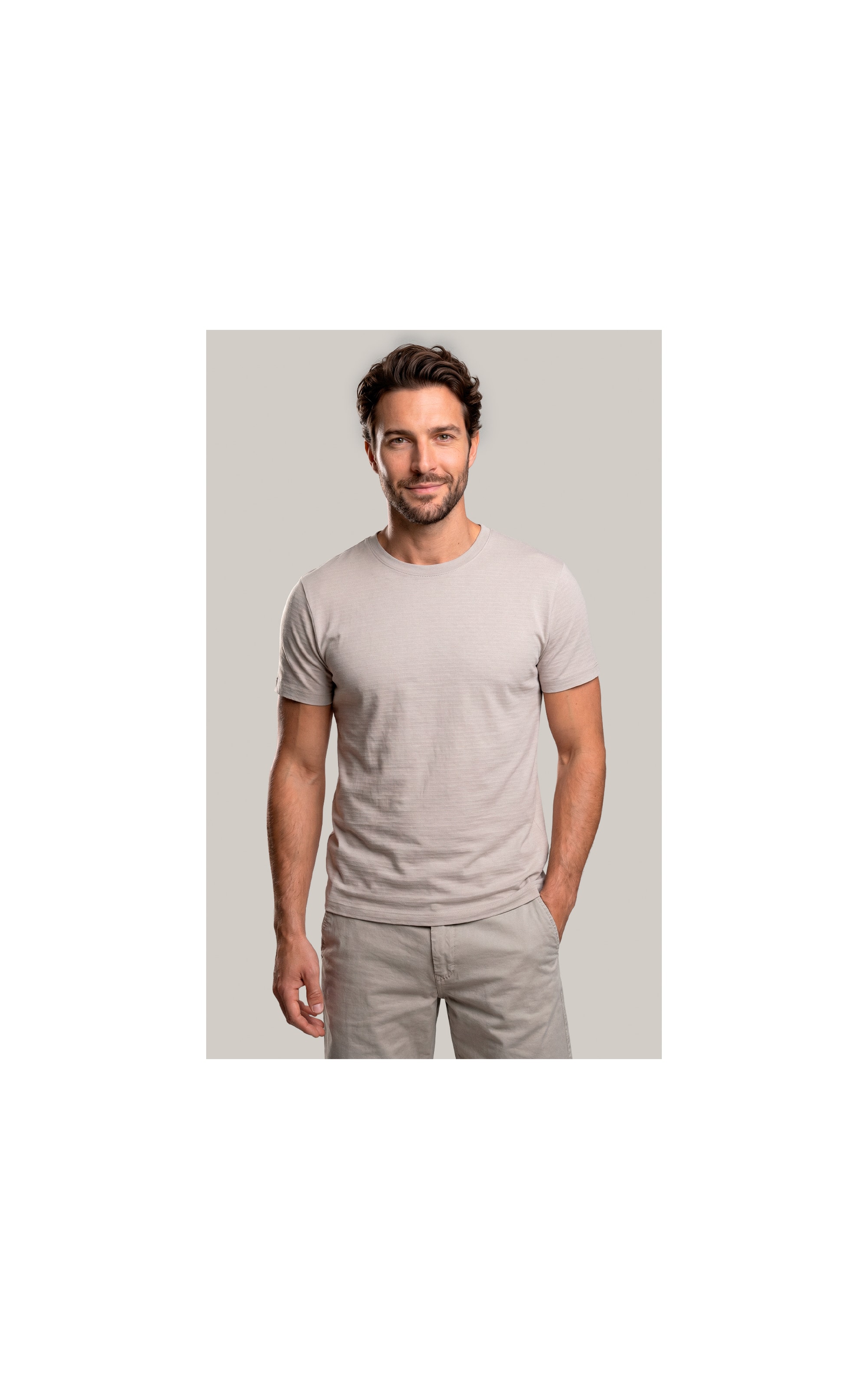 T-Shirt Textura Mock Areia