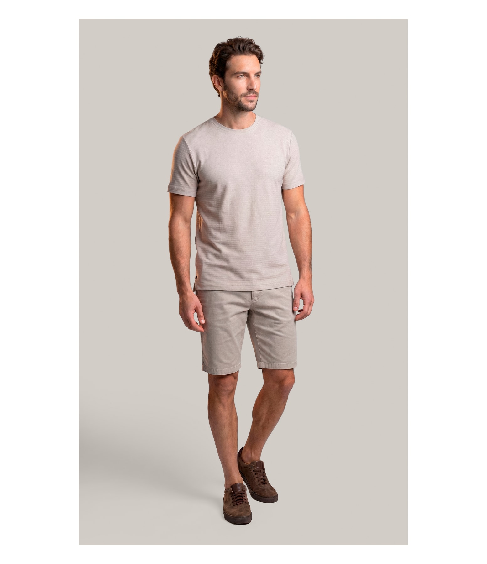 T-Shirt Textura Mock Areia