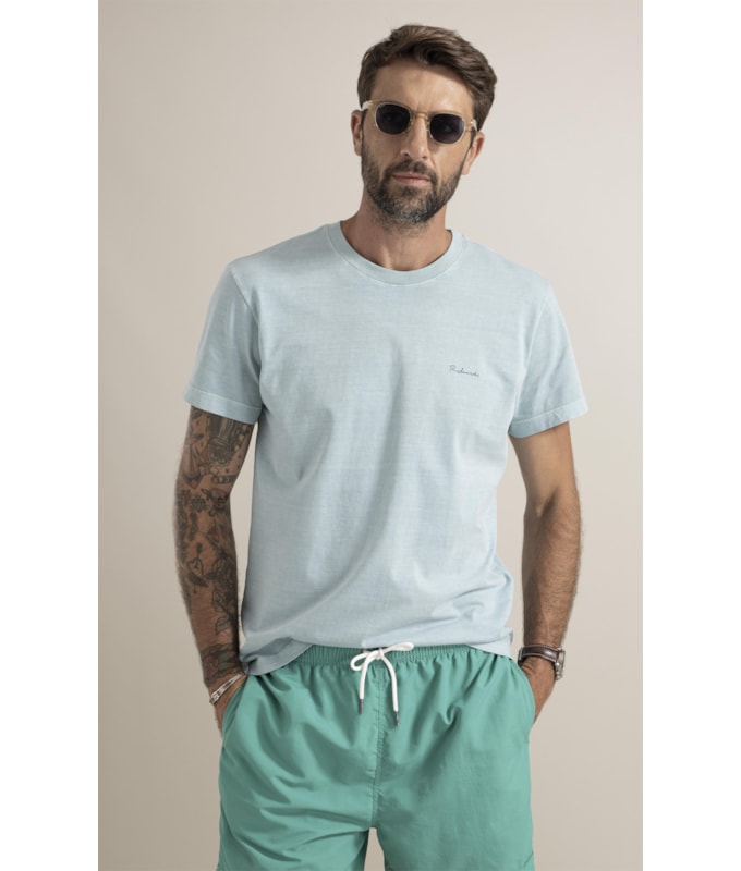 T-Shirt  Washed Abstract Azul Piscina