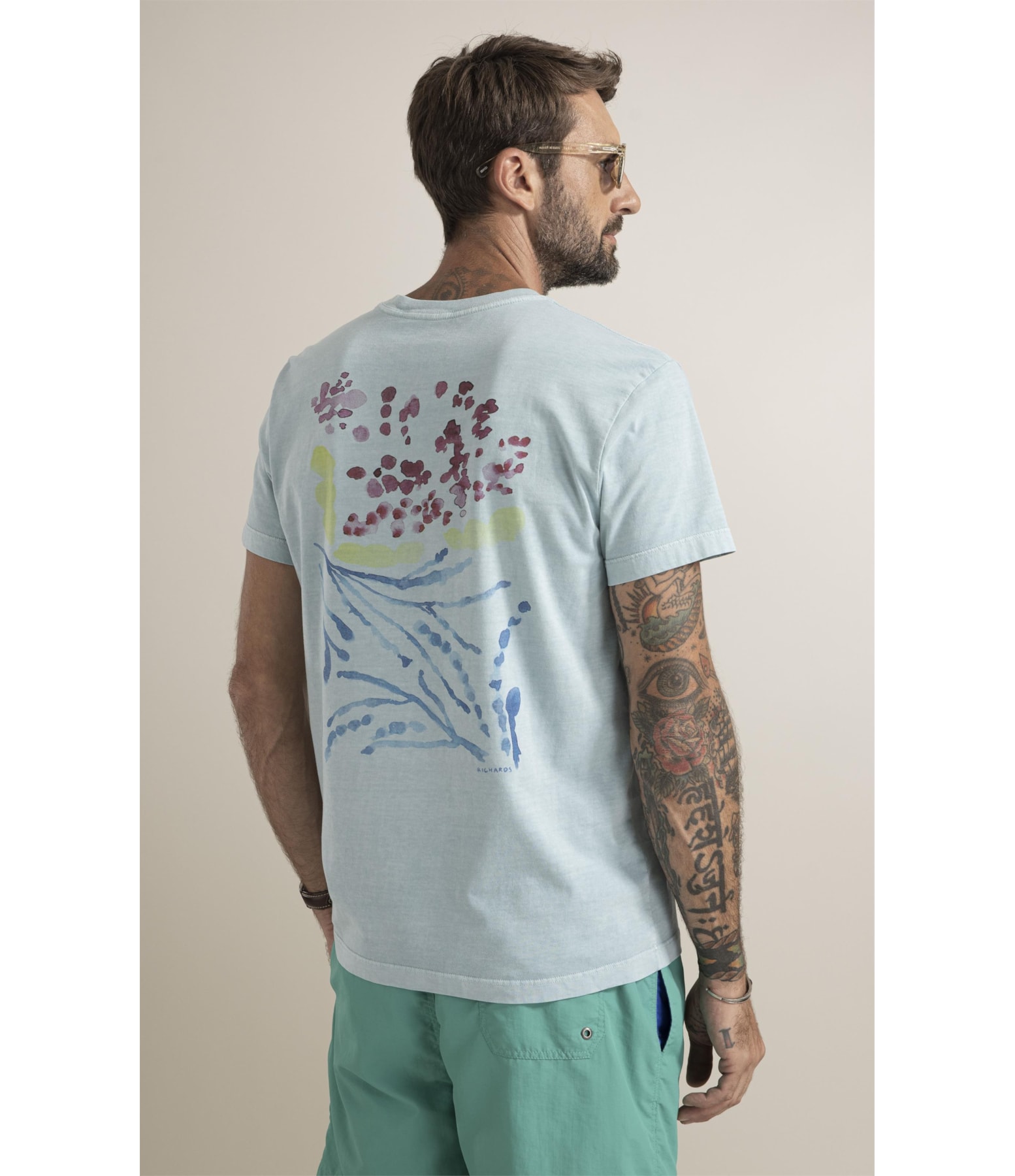 T-Shirt  Washed Abstract Azul Piscina