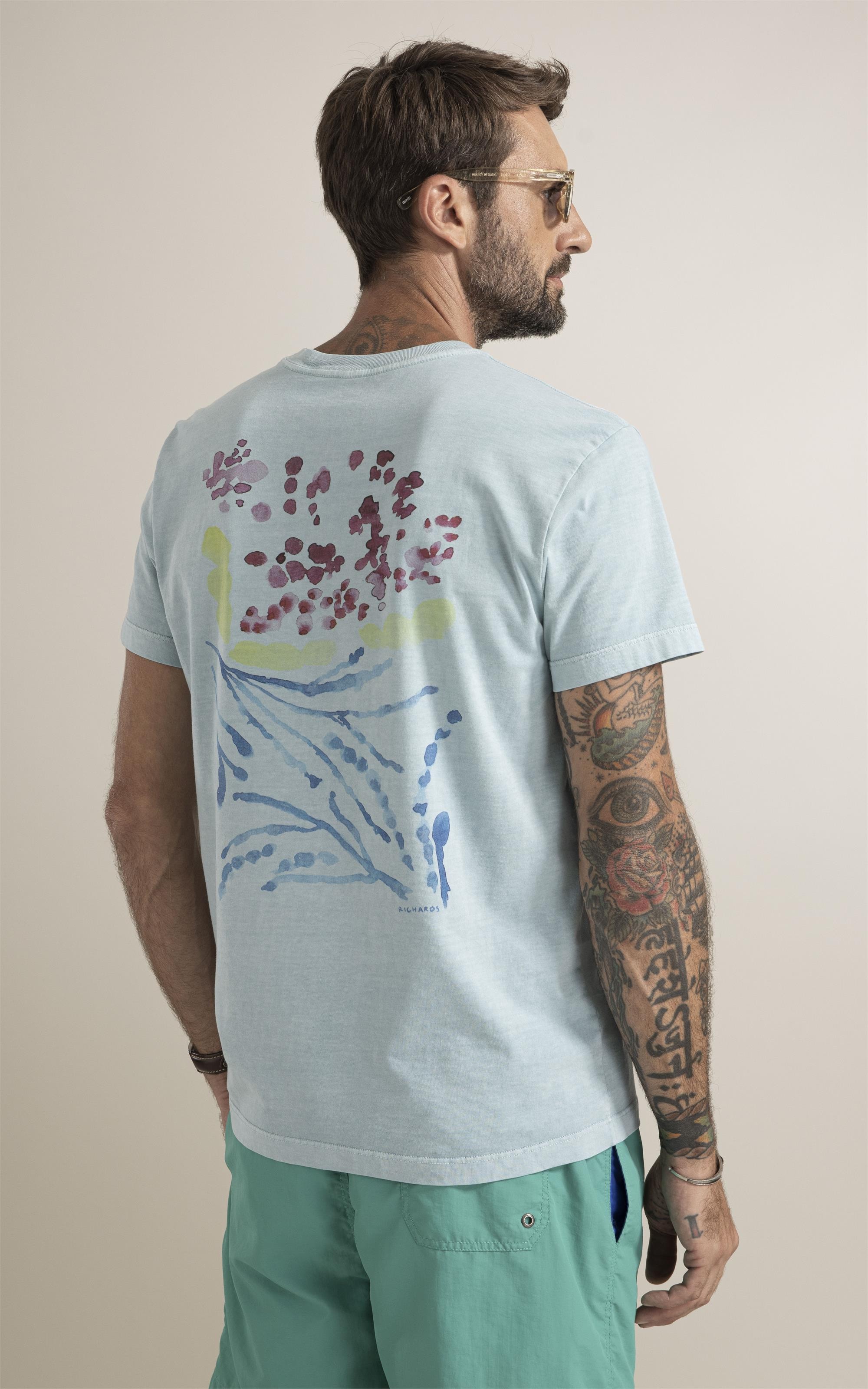 T-Shirt  Washed Abstract Azul Piscina