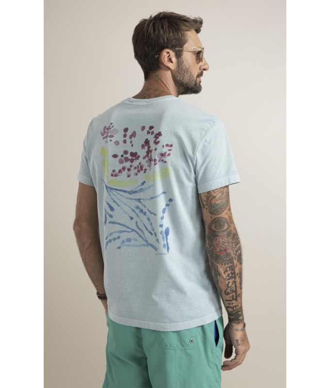 T-Shirt  Washed Abstract Azul Piscina