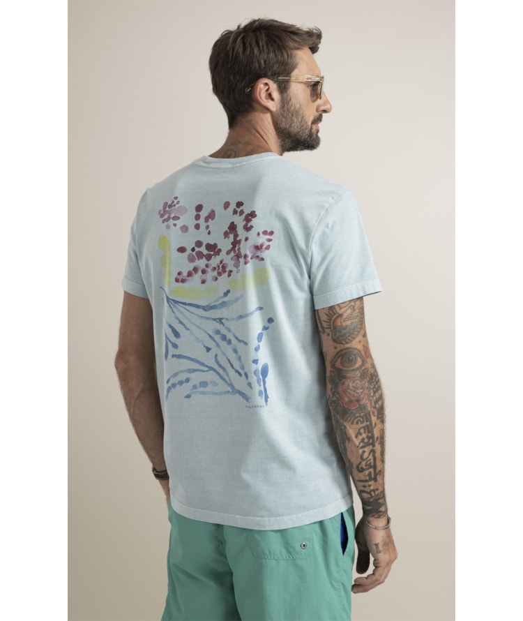 T-Shirt  Washed Abstract Azul Piscina