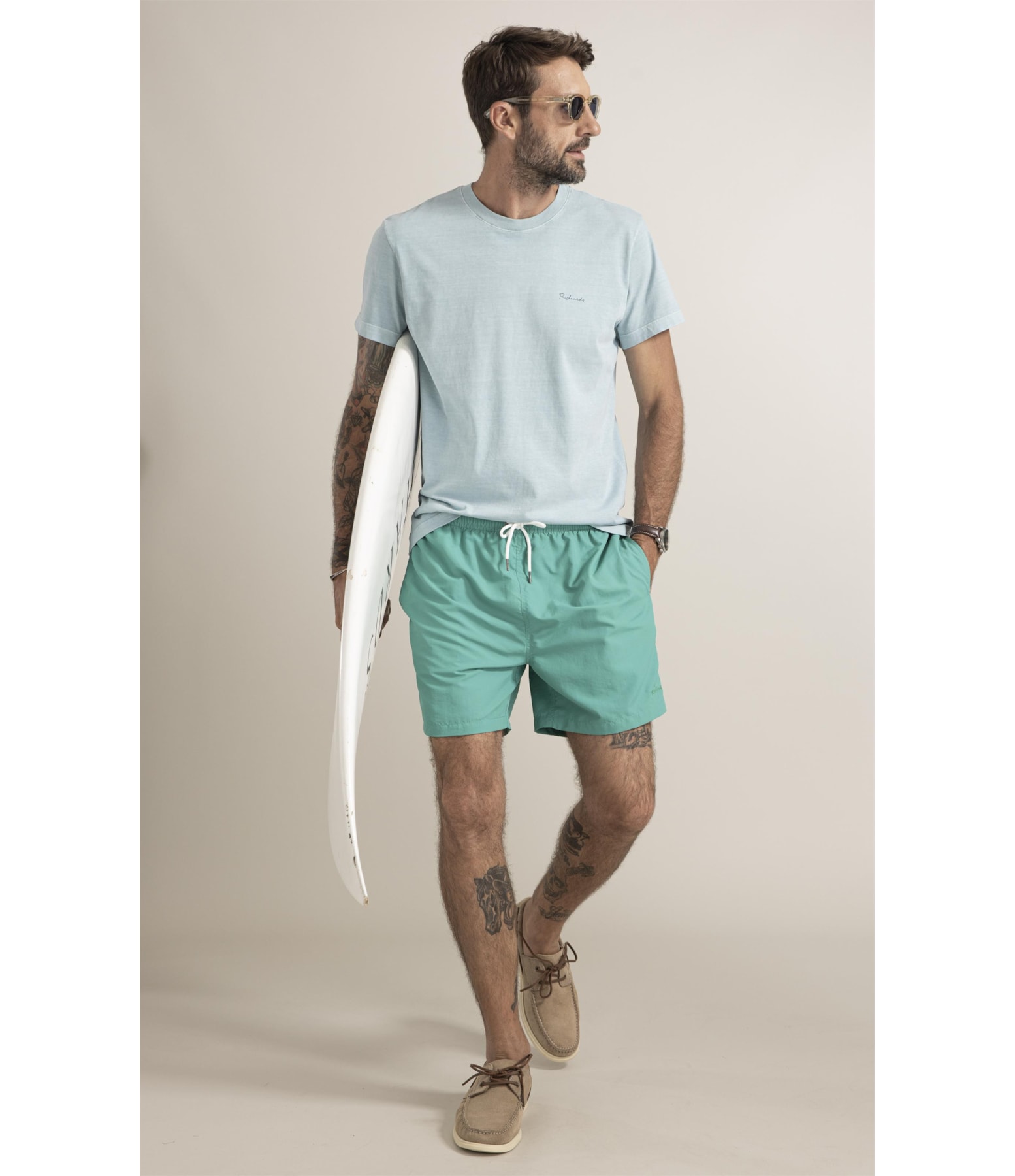 T-Shirt  Washed Abstract Azul Piscina
