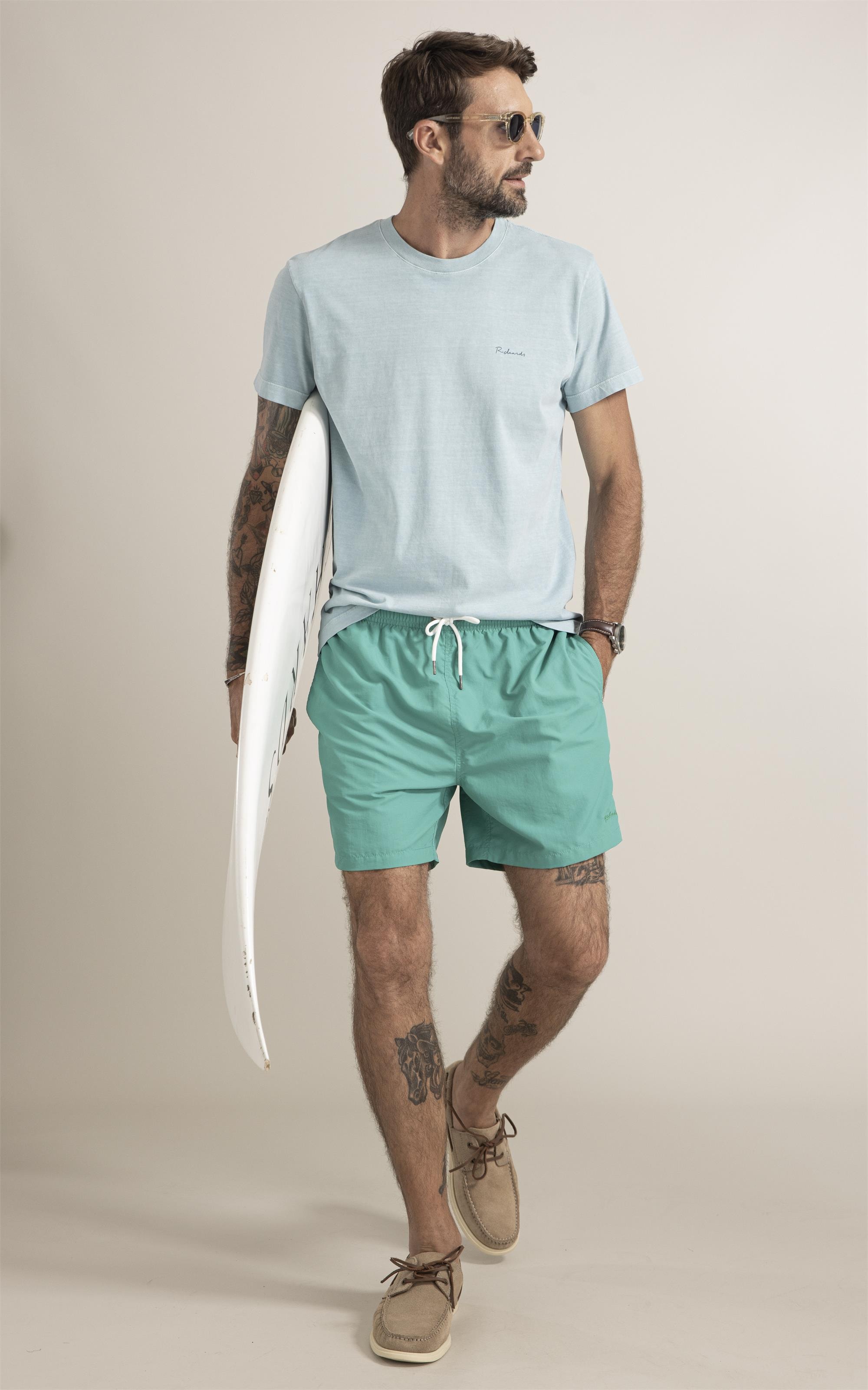 T-Shirt  Washed Abstract Azul Piscina