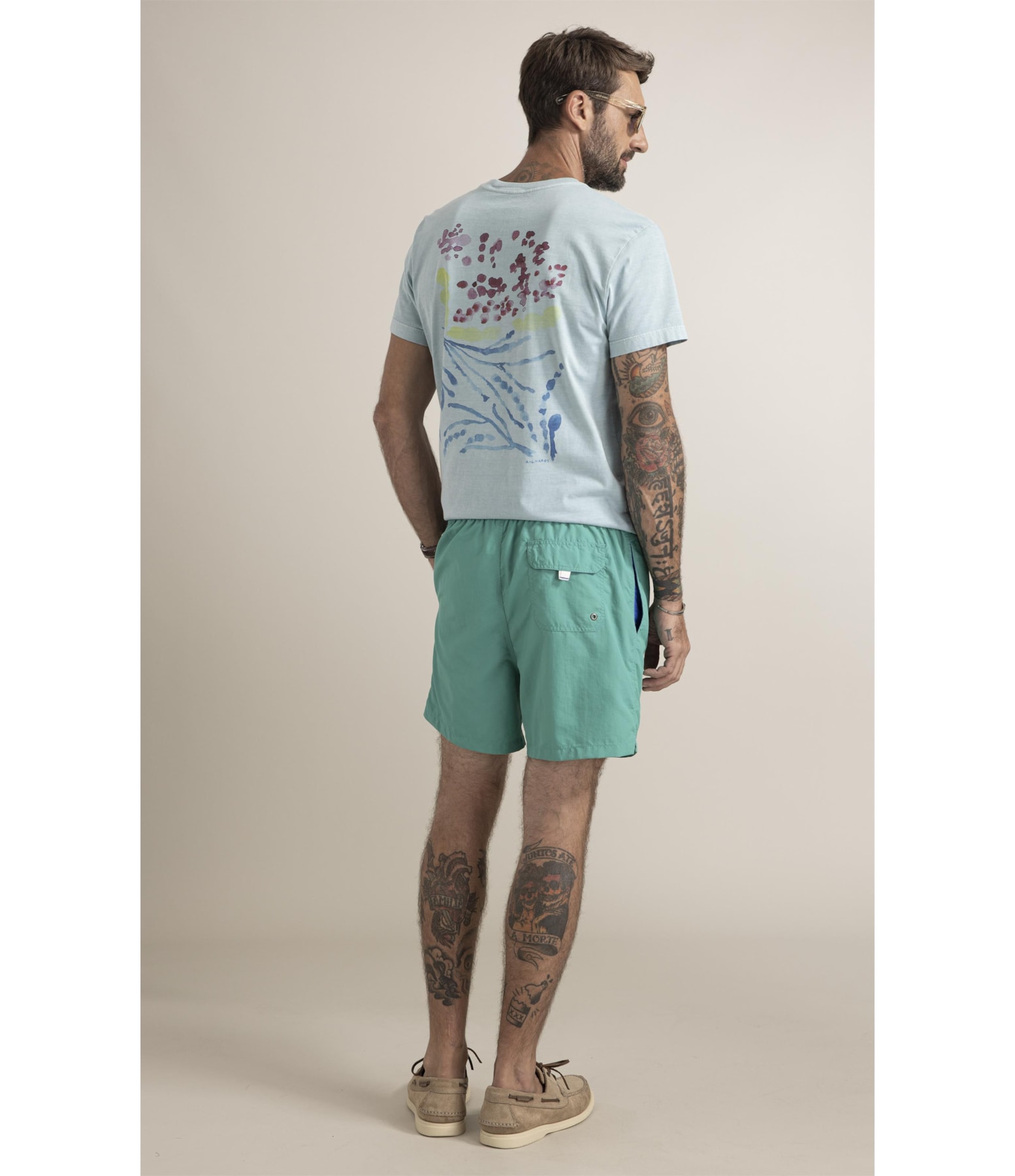 T-Shirt  Washed Abstract Azul Piscina