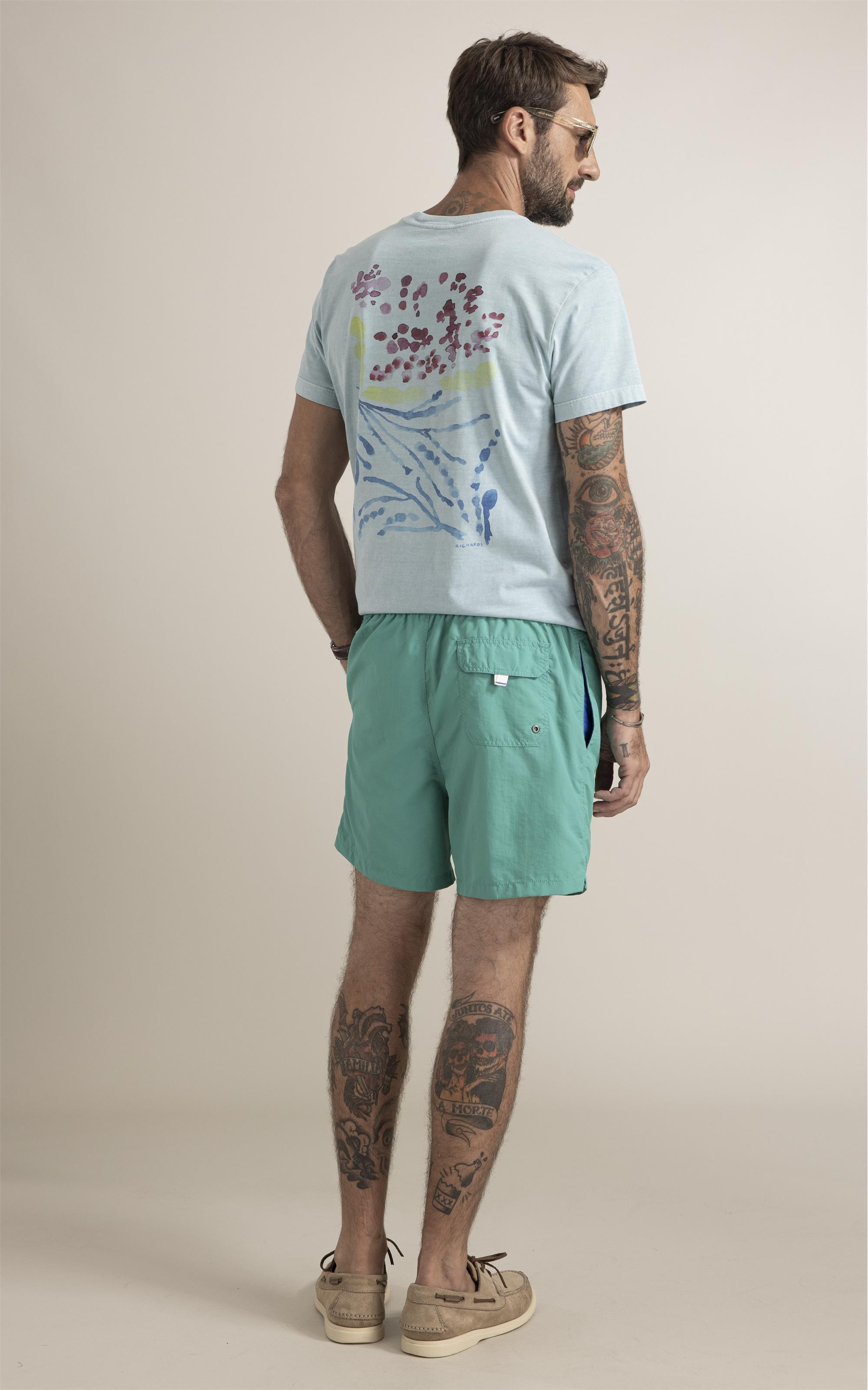 T-Shirt  Washed Abstract Azul Piscina