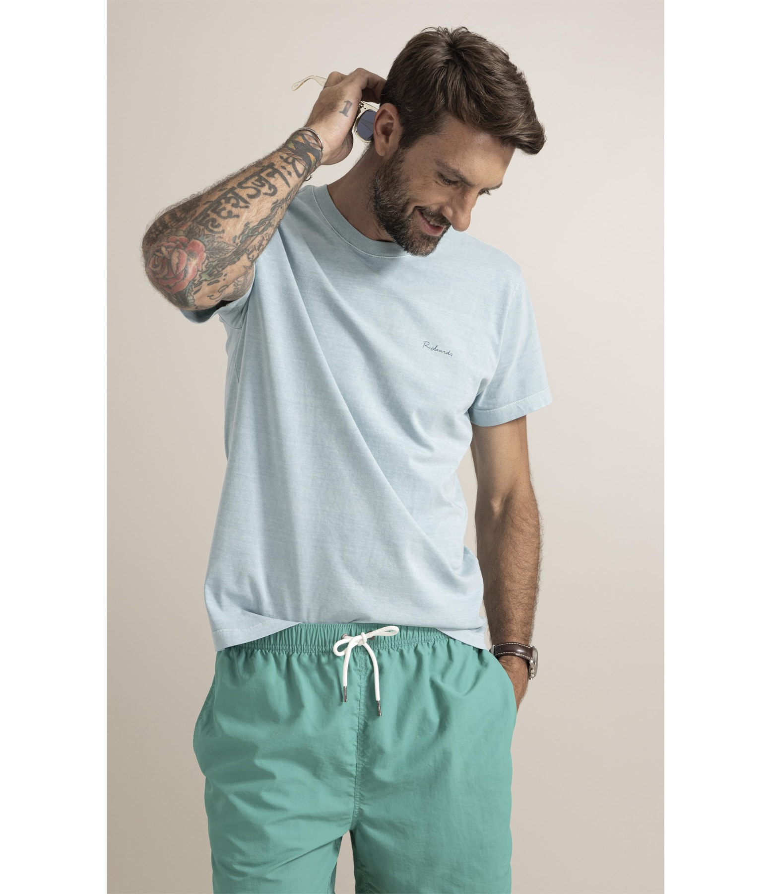 T-Shirt  Washed Abstract Azul Piscina